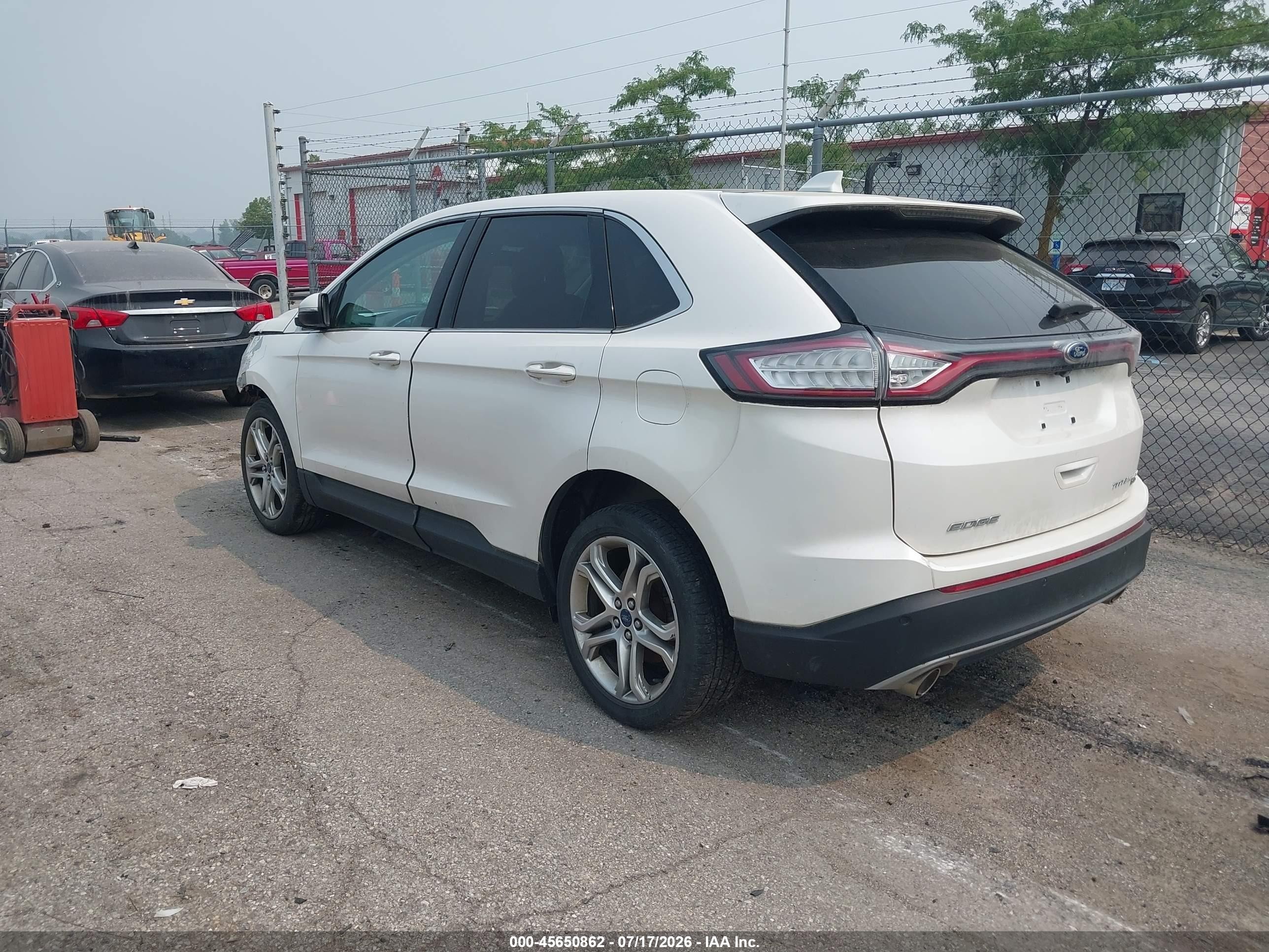 2015 Ford Edge Titanium White vin: 2FMTK4K89FBC01531