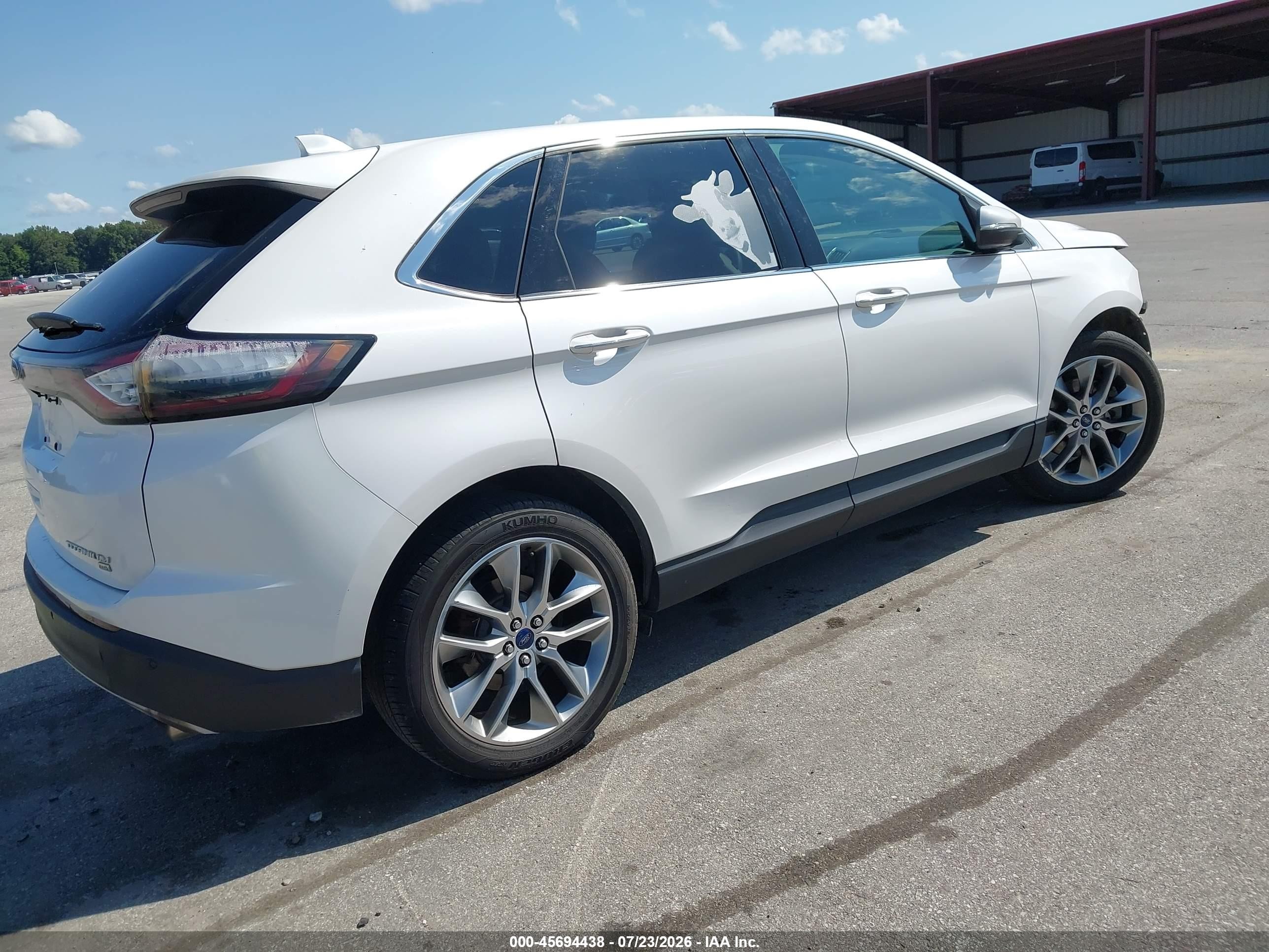 2015 Ford Edge Titanium White vin: 2FMTK4K8XFBC02929