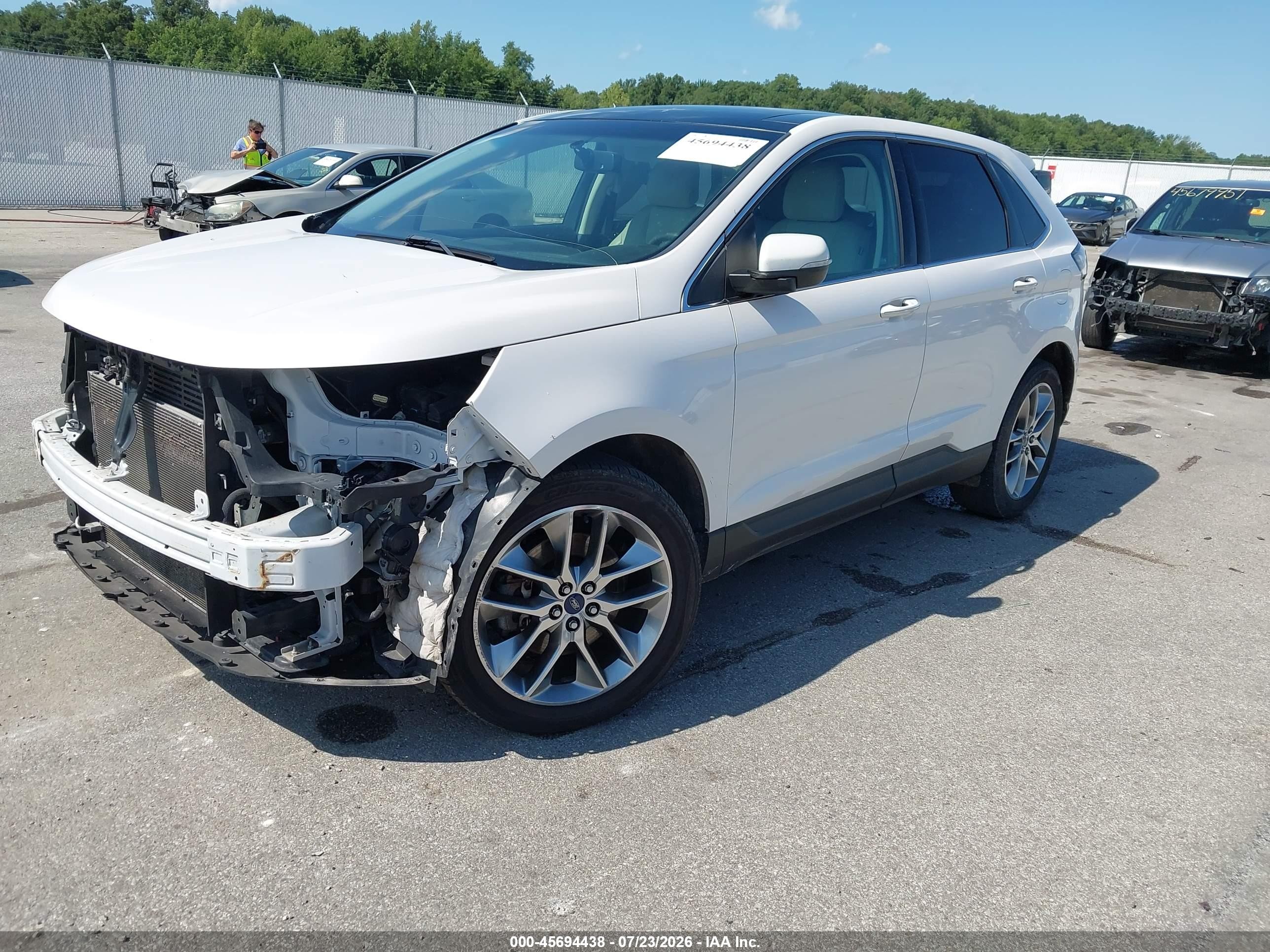 2015 Ford Edge Titanium White vin: 2FMTK4K8XFBC02929