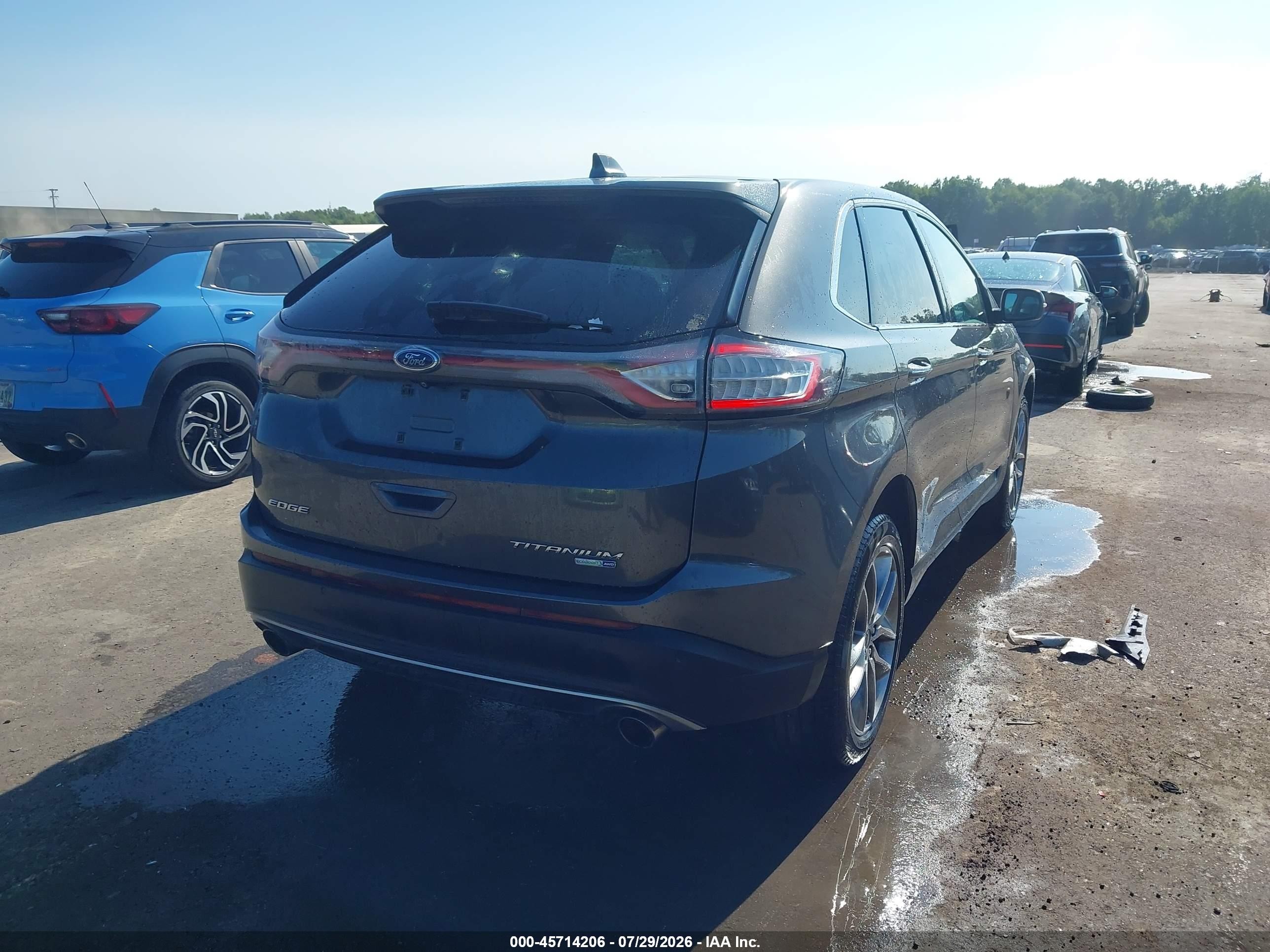 2015 Ford Edge Titanium Серый vin: 2FMTK4K90FBB64779