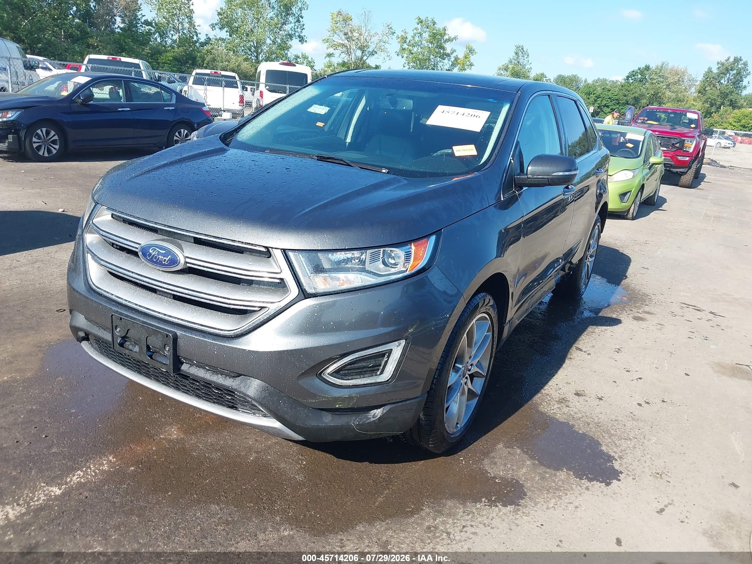 2015 Ford Edge Titanium Серый vin: 2FMTK4K90FBB64779