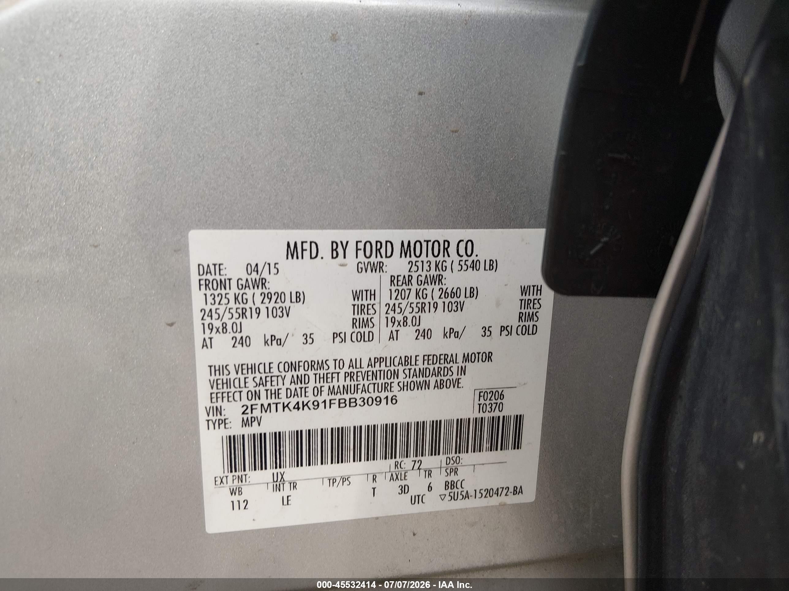 2015 Ford Edge Titanium Silver vin: 2FMTK4K91FBB30916