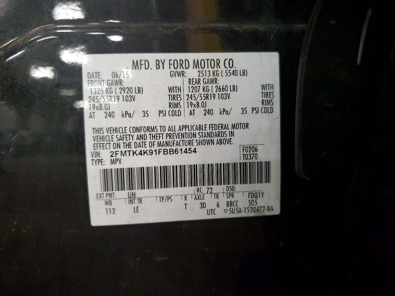 2015 Ford Edge Titanium Black vin: 2FMTK4K91FBB61454