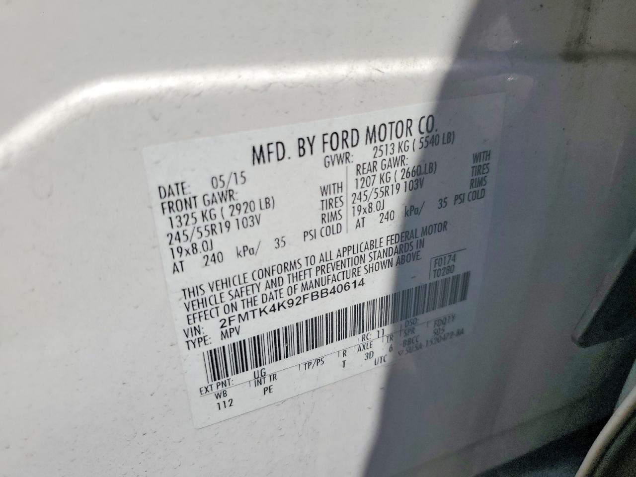 2015 Ford Edge Titanium White vin: 2FMTK4K92FBB40614