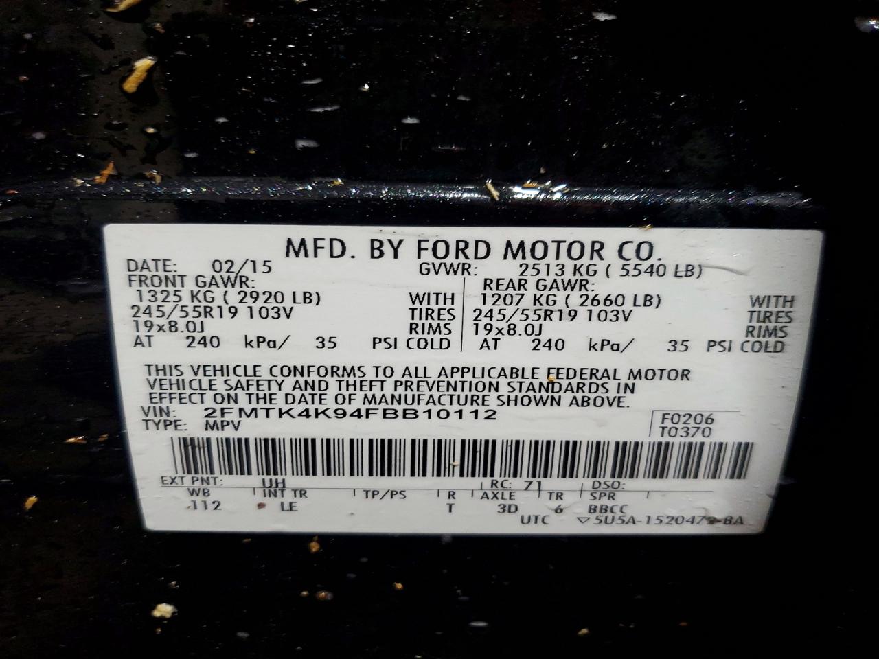 2015 Ford Edge Titanium Black vin: 2FMTK4K94FBB10112