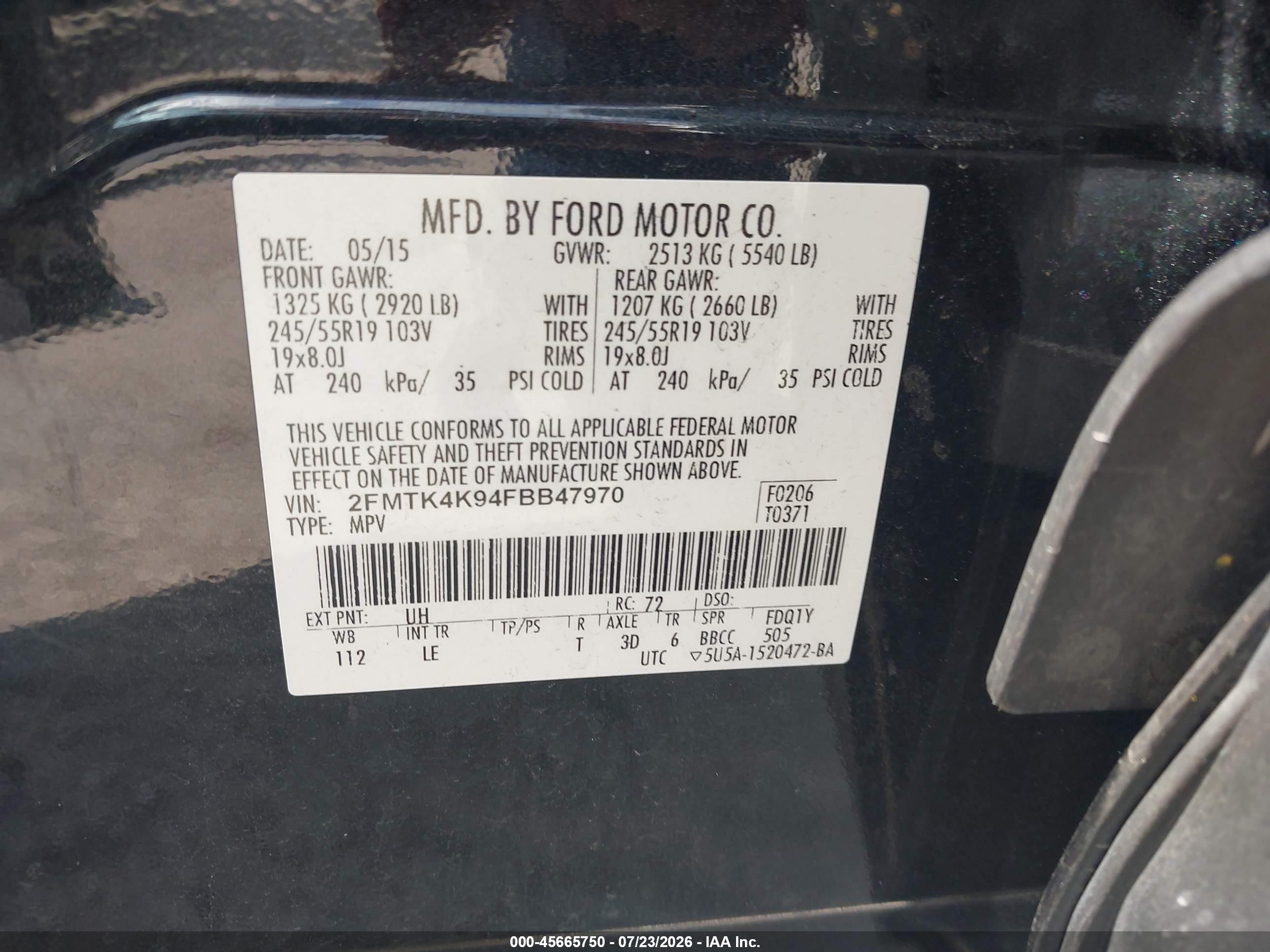 2015 Ford Edge Titanium Black vin: 2FMTK4K94FBB47970