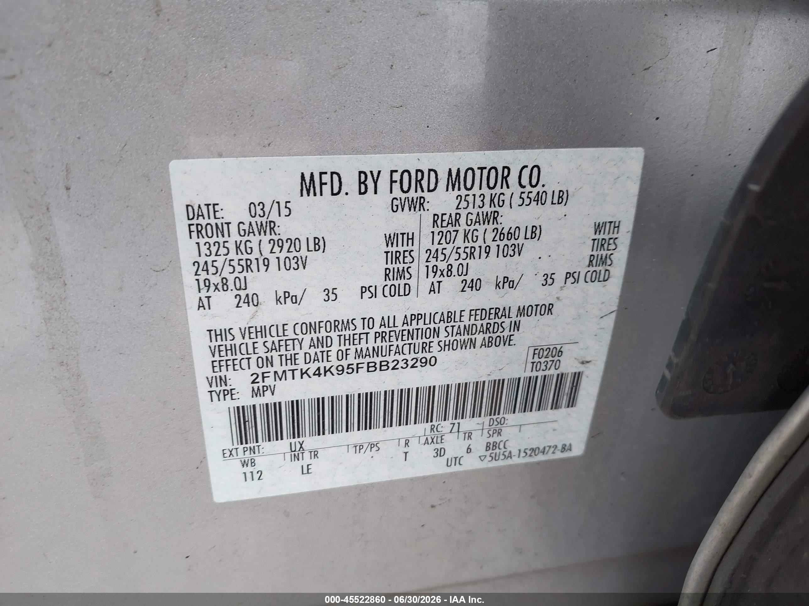 2015 Ford Edge Titanium Silver vin: 2FMTK4K95FBB23290
