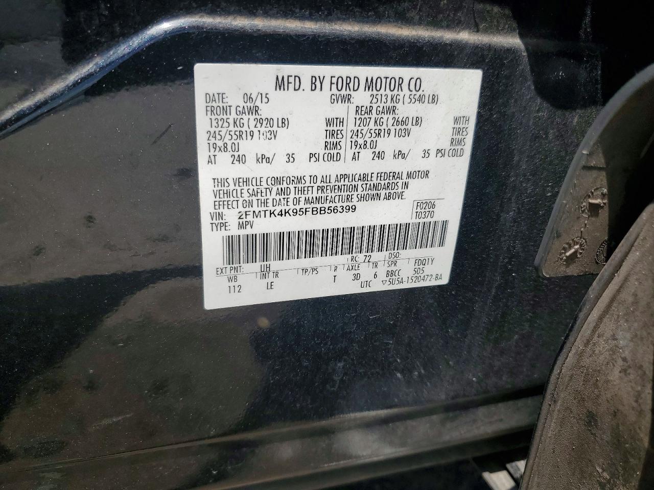 2015 Ford Edge Titanium Черный vin: 2FMTK4K95FBB56399