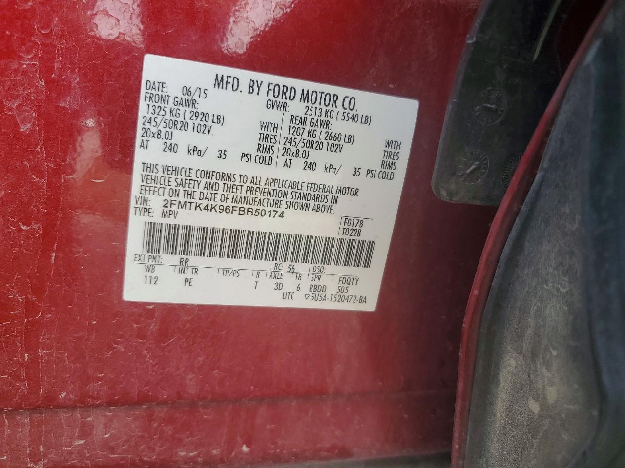 2015 Ford Edge Titanium Red vin: 2FMTK4K96FBB50174