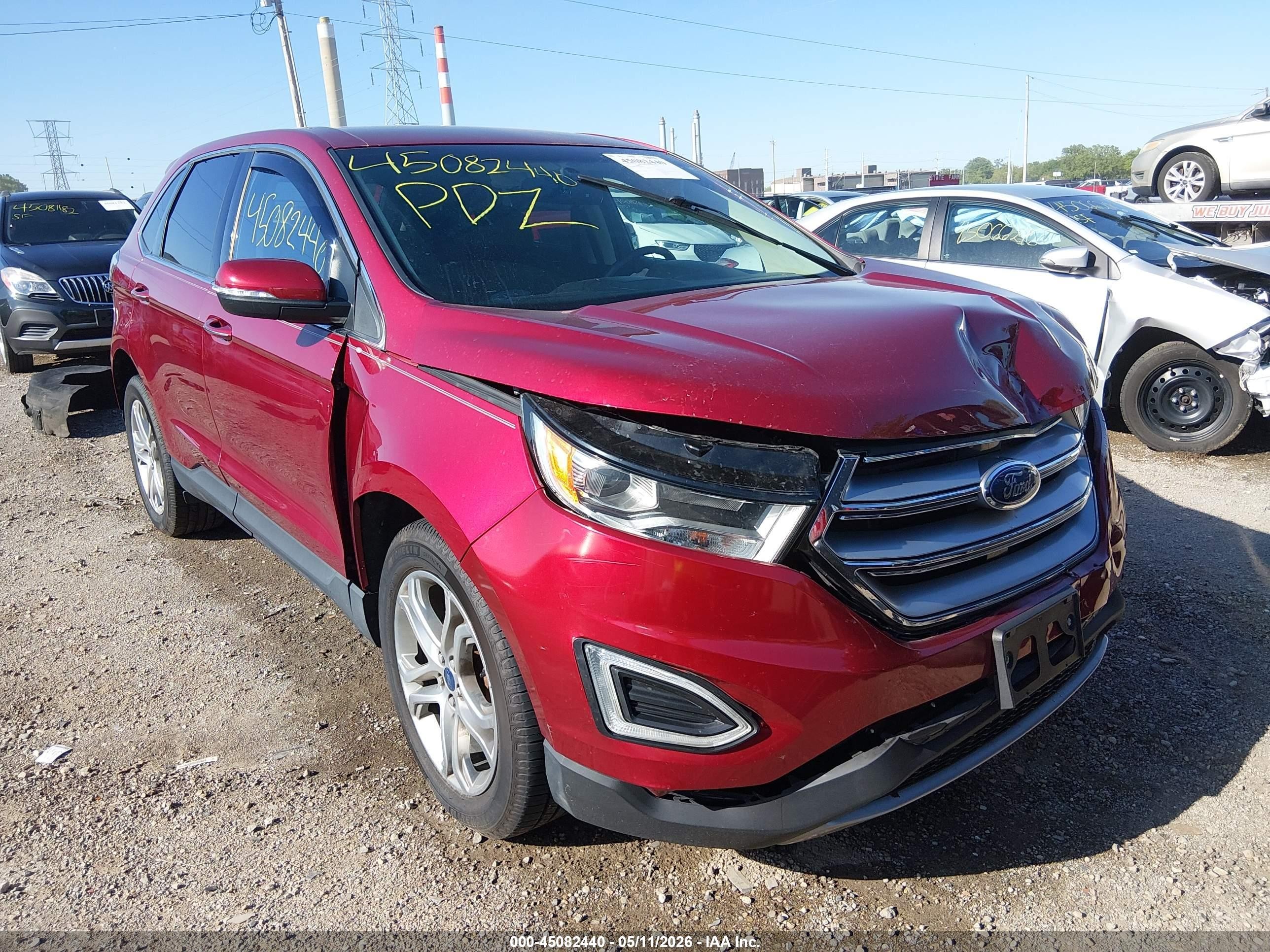 2015 Ford Edge Titanium Красный vin: 2FMTK4K97FBB44528