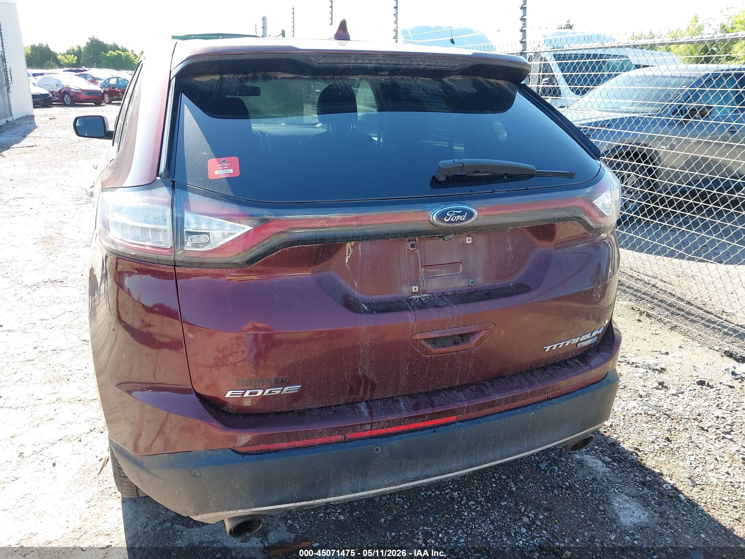 2015 Ford Edge Titanium Red vin: 2FMTK4K9XFBB21857