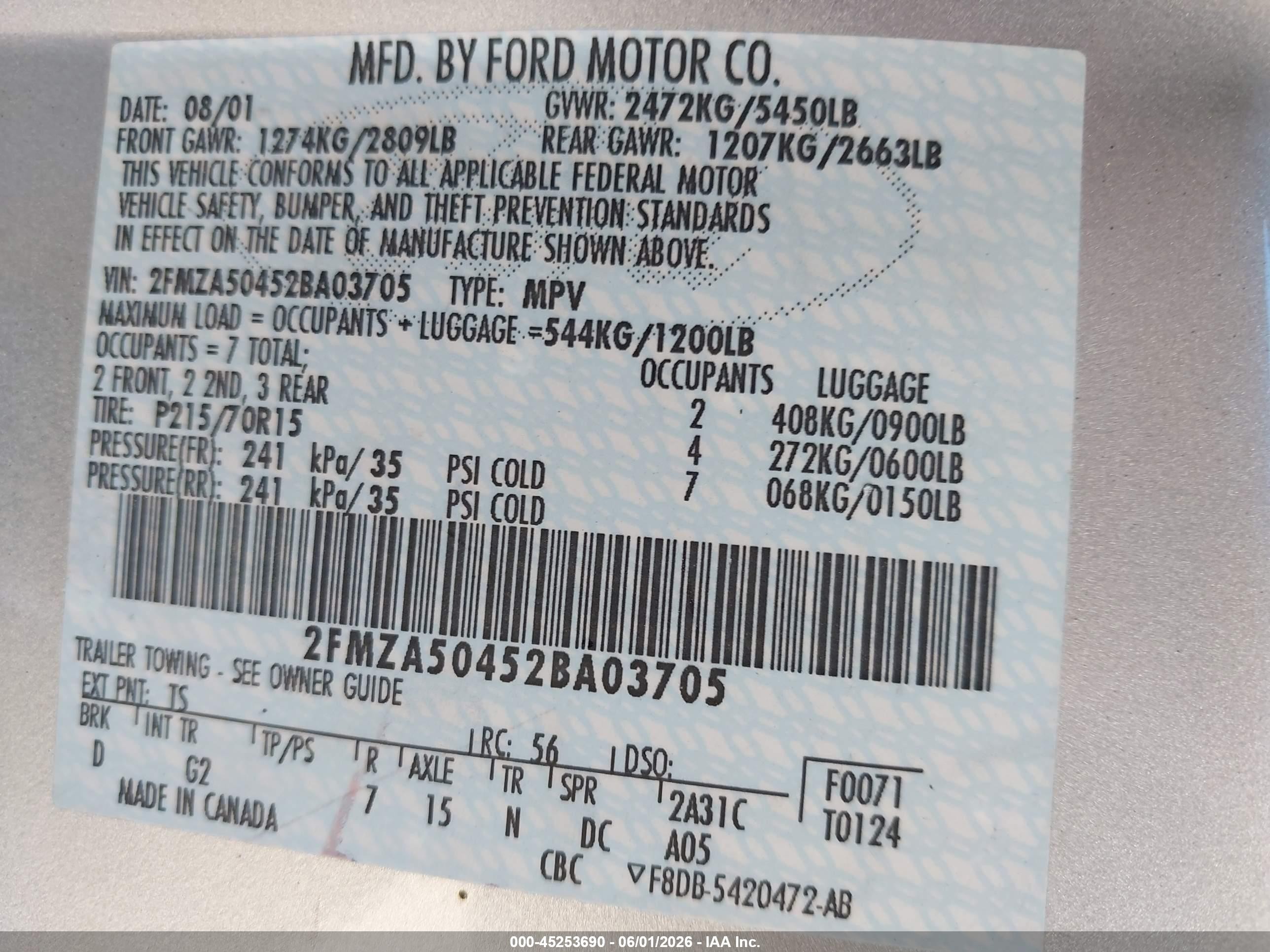 2002 Ford Windstar Lx Silver vin: 2FMZA50452BA03705