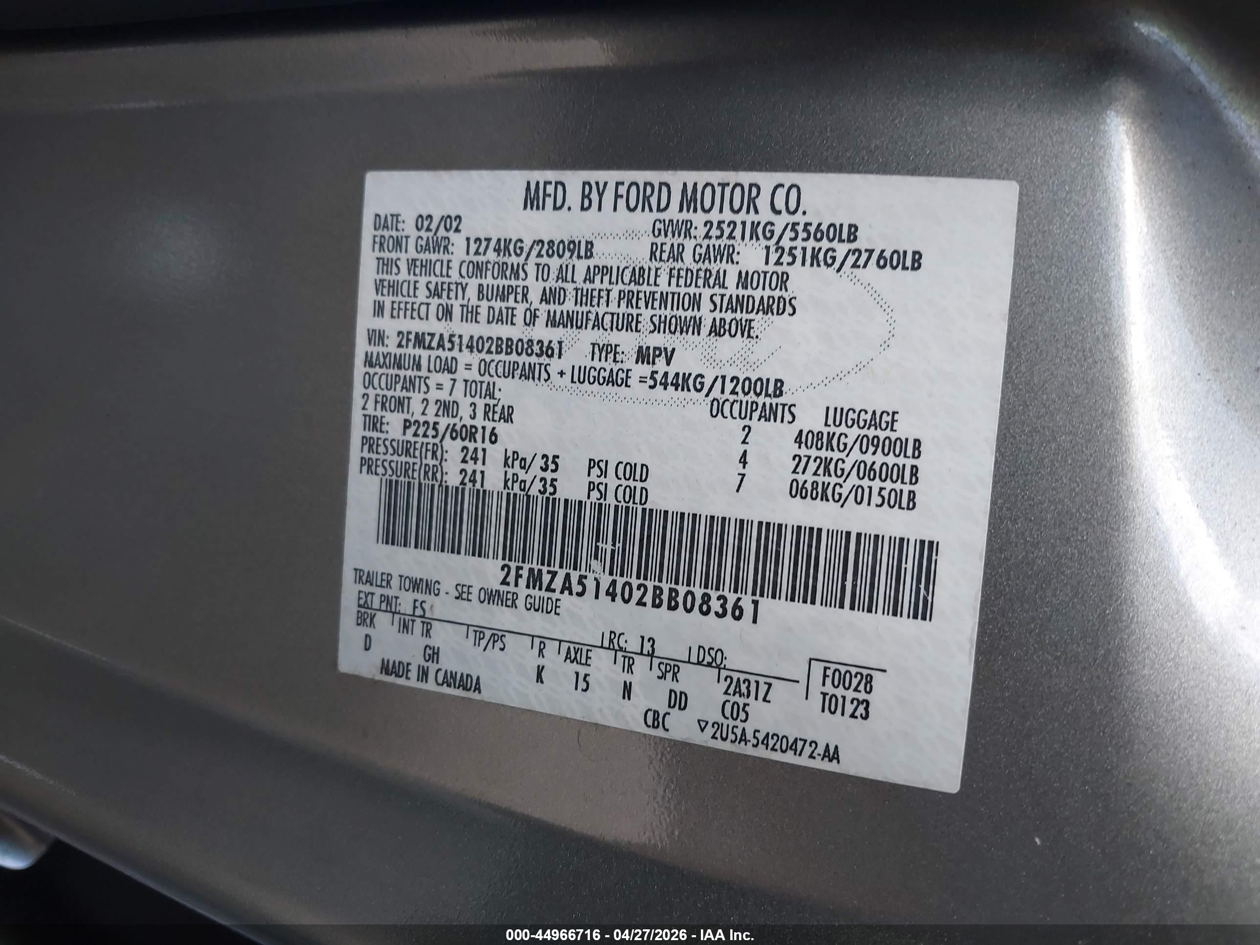 2002 Ford Windstar Lx Gray vin: 2FMZA51402BB08361