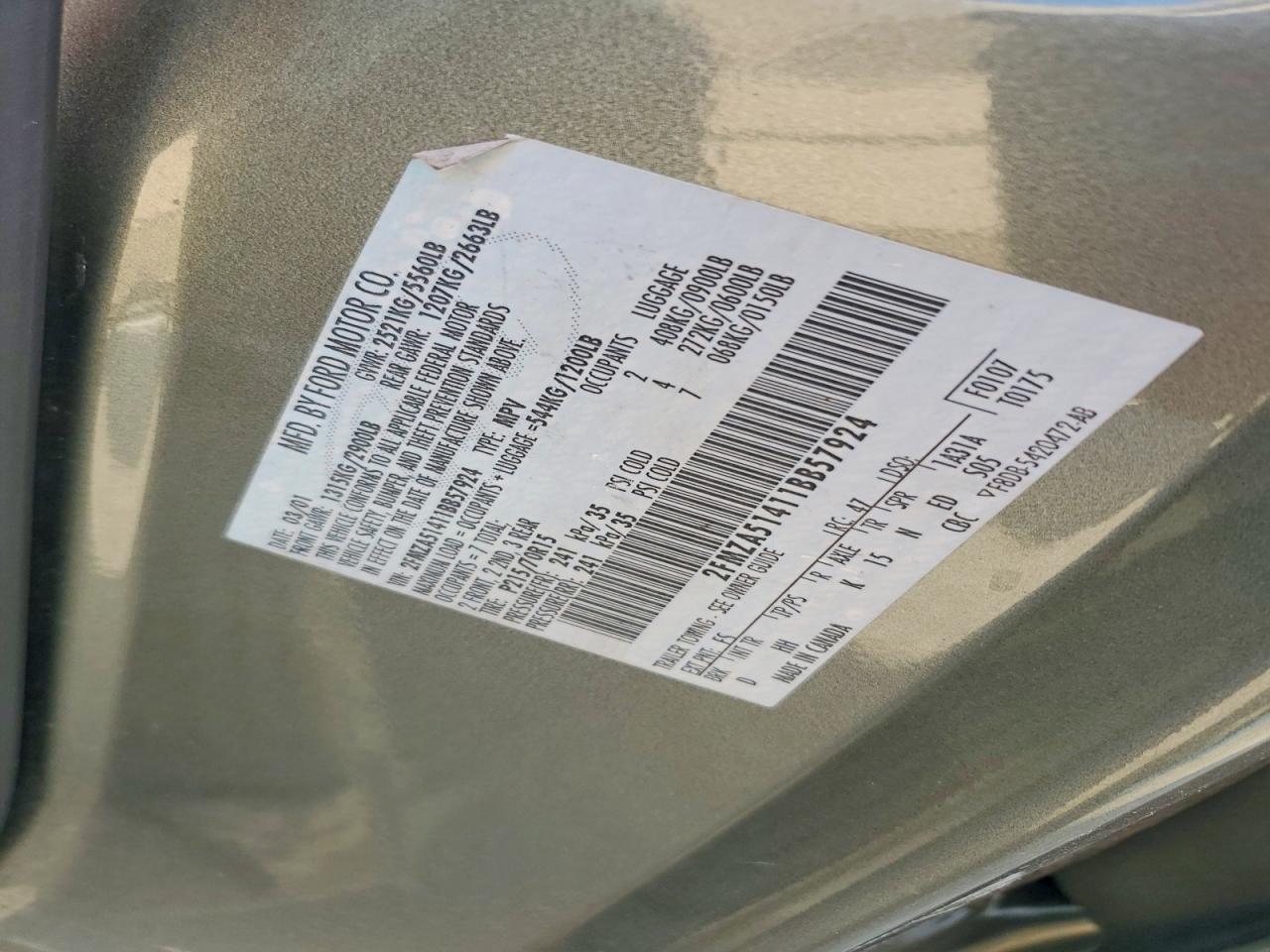 2001 Ford Windstar Lx Gray vin: 2FMZA51411BB57924