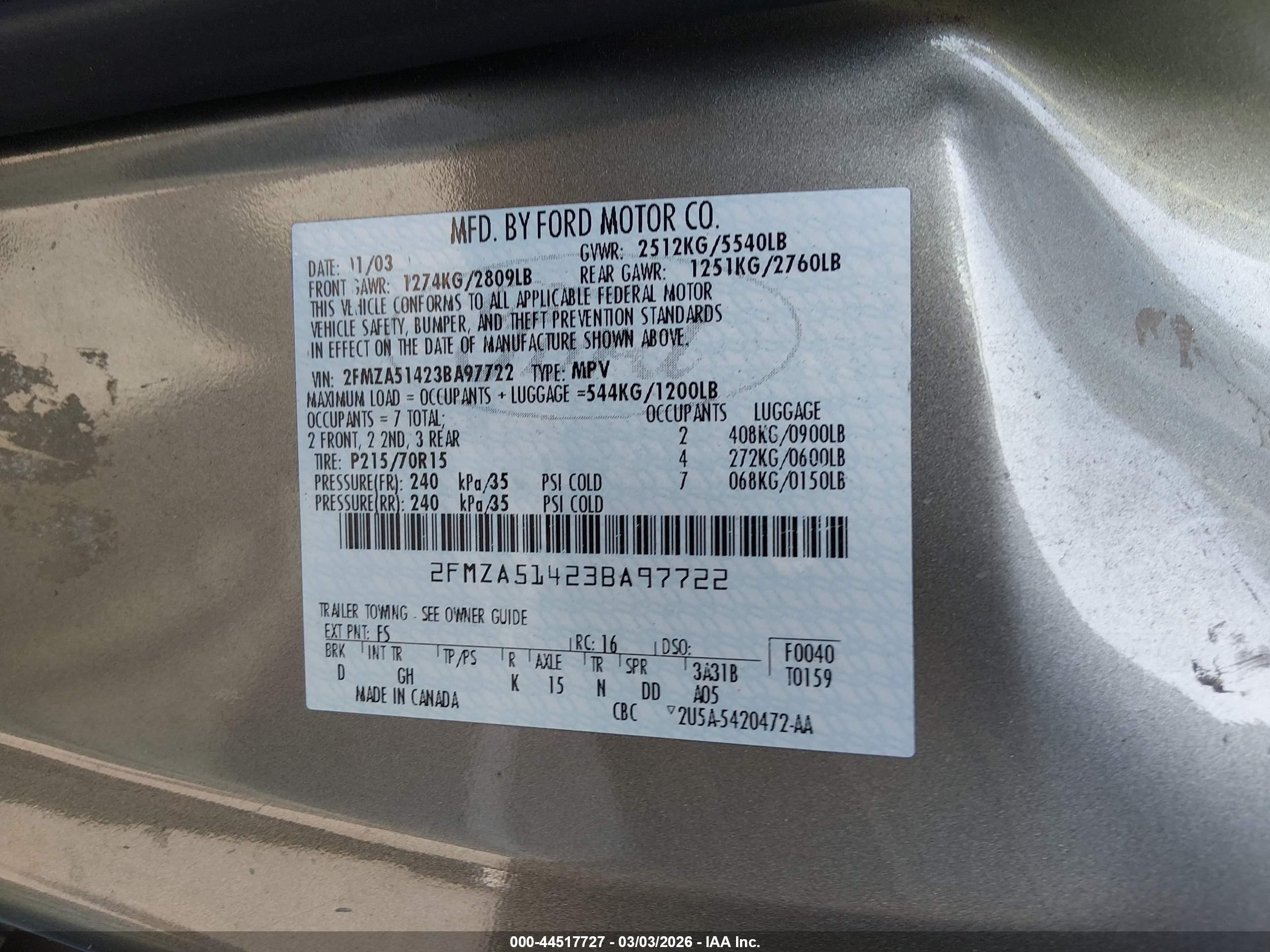 2003 Ford Windstar Lx Серебряный vin: 2FMZA51423BA97722