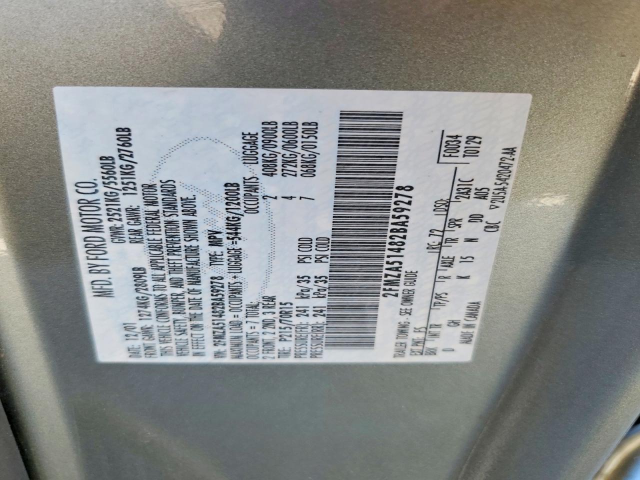 2002 Ford Windstar Lx Gray vin: 2FMZA51482BA59278