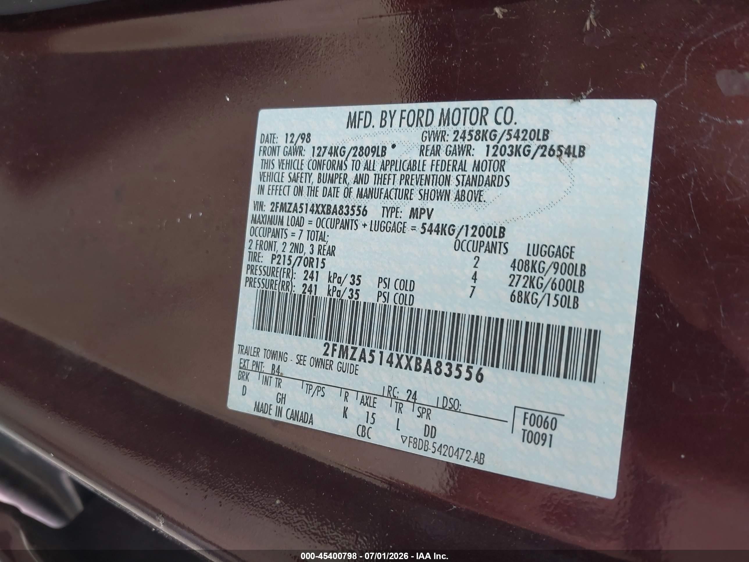 1999 Ford Windstar Lx Brown vin: 2FMZA514XXBA83556