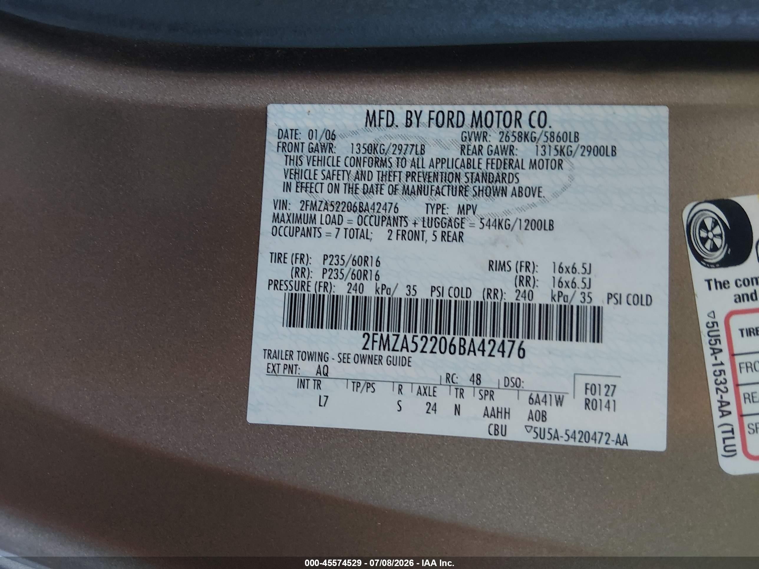 2006 Ford Freestar Sel Gray vin: 2FMZA52206BA42476