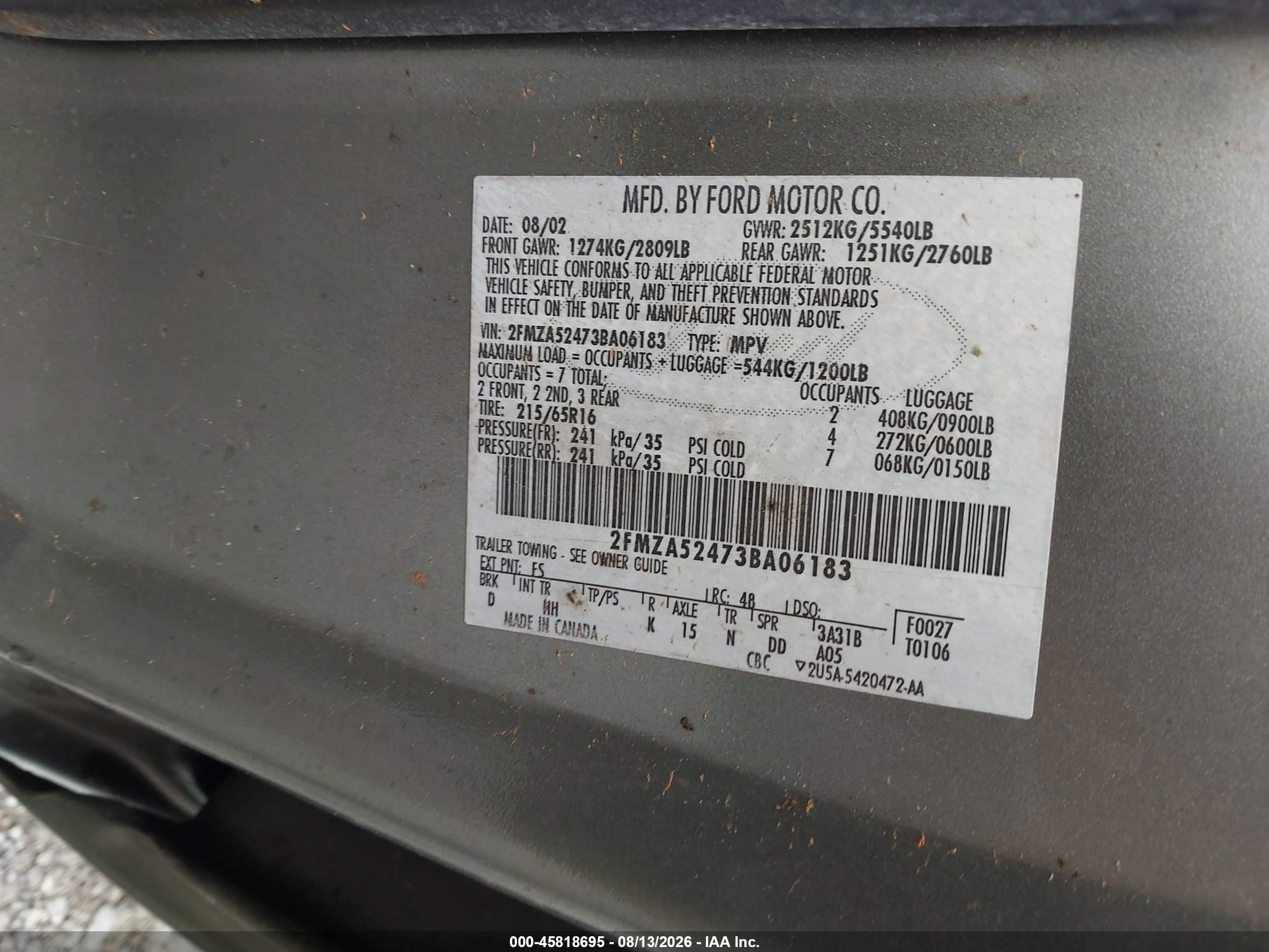 2003 Ford Windstar Se Gray vin: 2FMZA52473BA06183