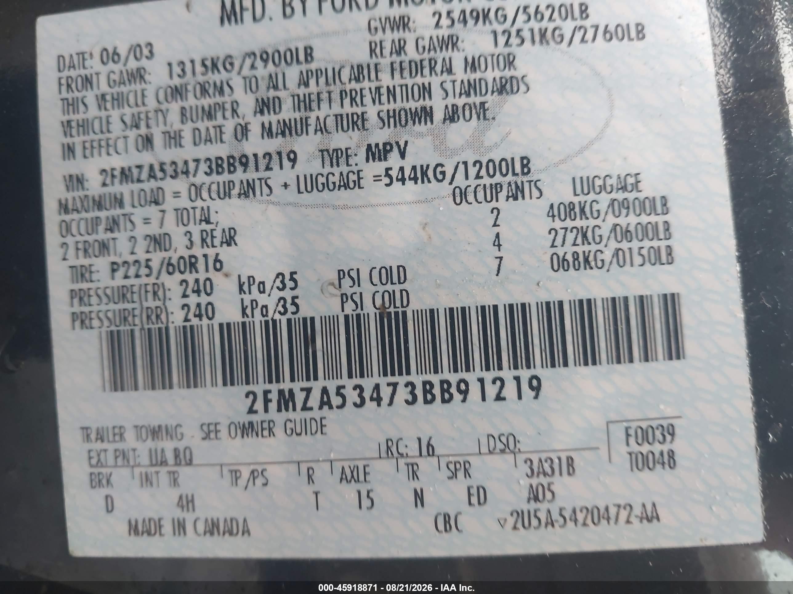 2003 Ford Windstar Sel Черный vin: 2FMZA53473BB91219