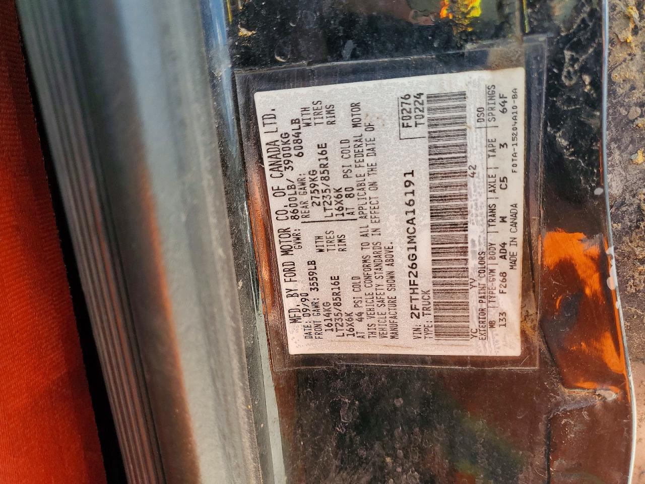 1991 Ford F250 Super Duty Black vin: 2FTHF26G1MCA16191