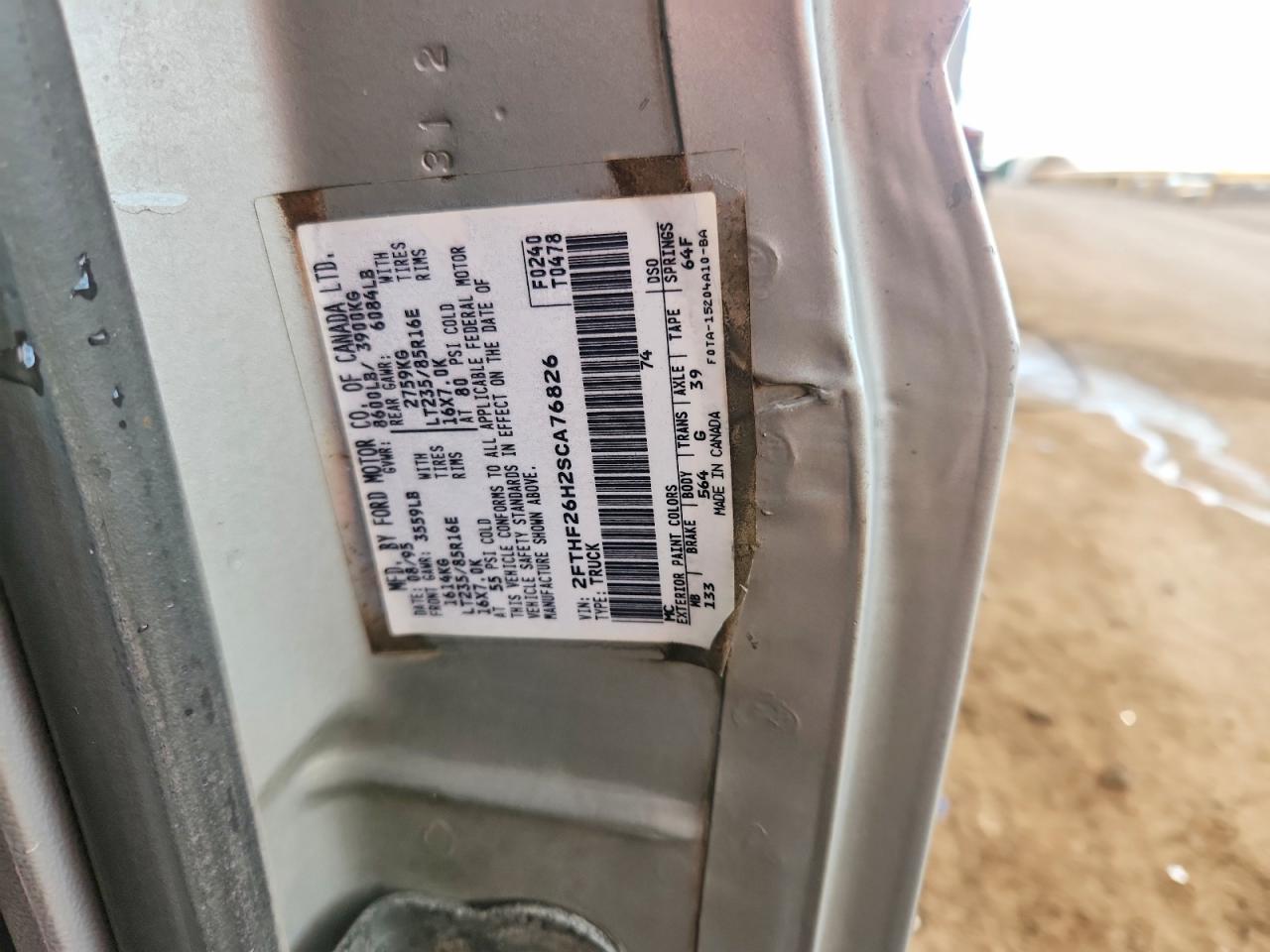 1995 Ford F250 Silver vin: 2FTHF26H2SCA76826