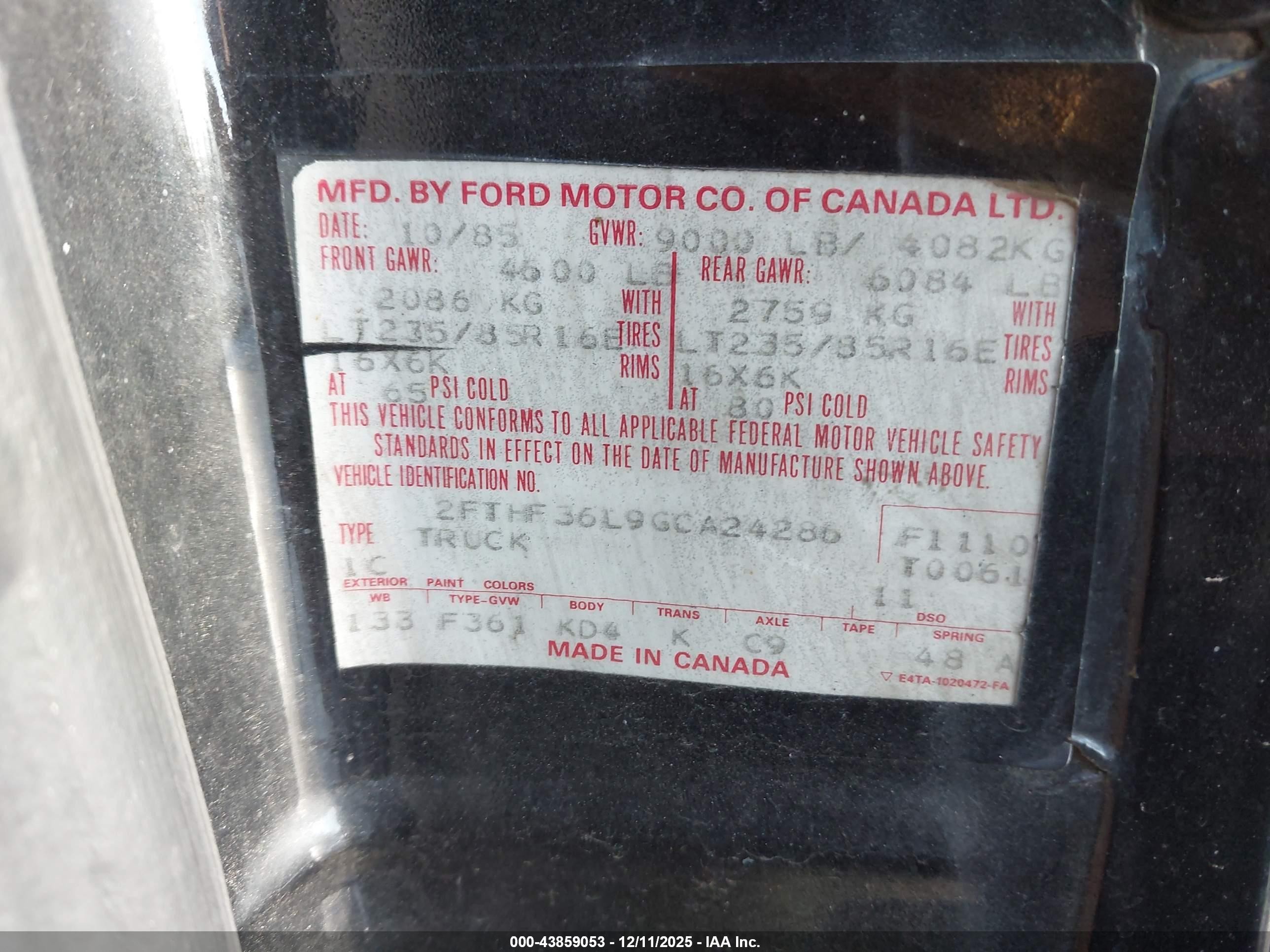 1986 Ford F350   Black vin: 2FTHF36L9GCA24286