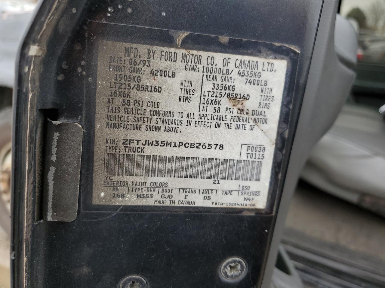 1993 Ford F350 Black vin: 2FTJW35M1PCB26578
