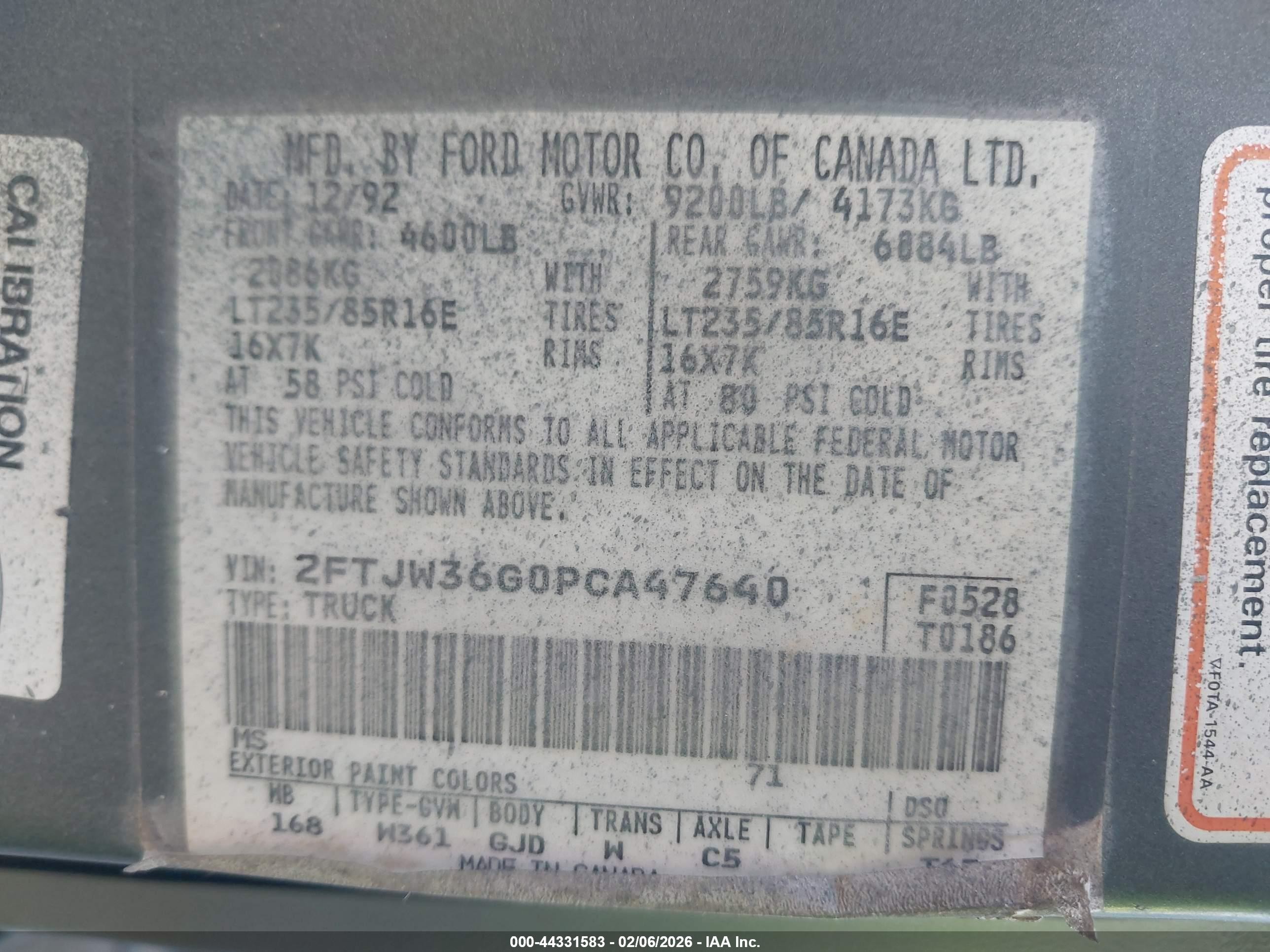 1993 Ford F350   Gray vin: 2FTJW36G0PCA47640