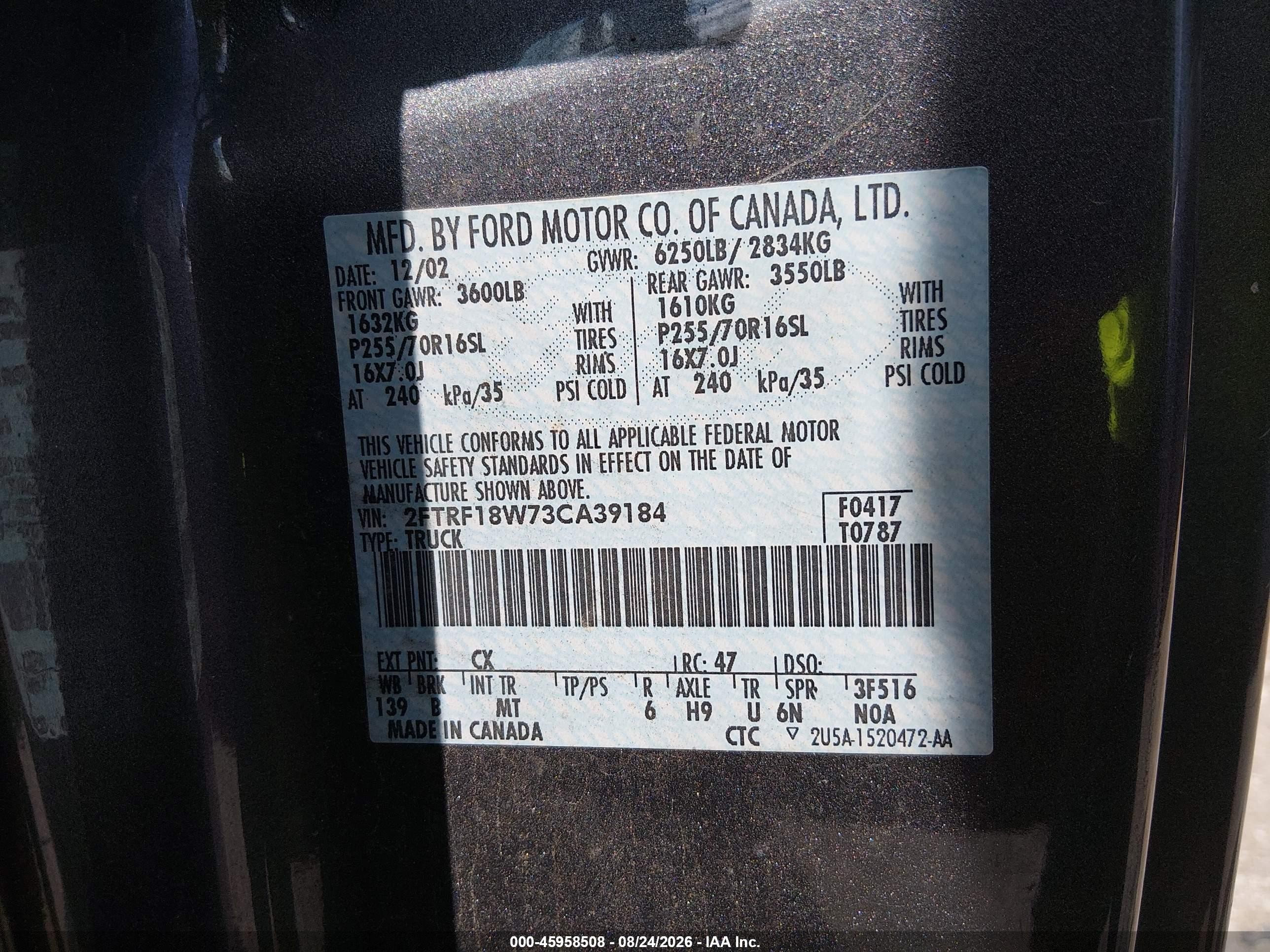 2003 Ford F-150 Xl/xlt Gray vin: 2FTRF18W73CA39184
