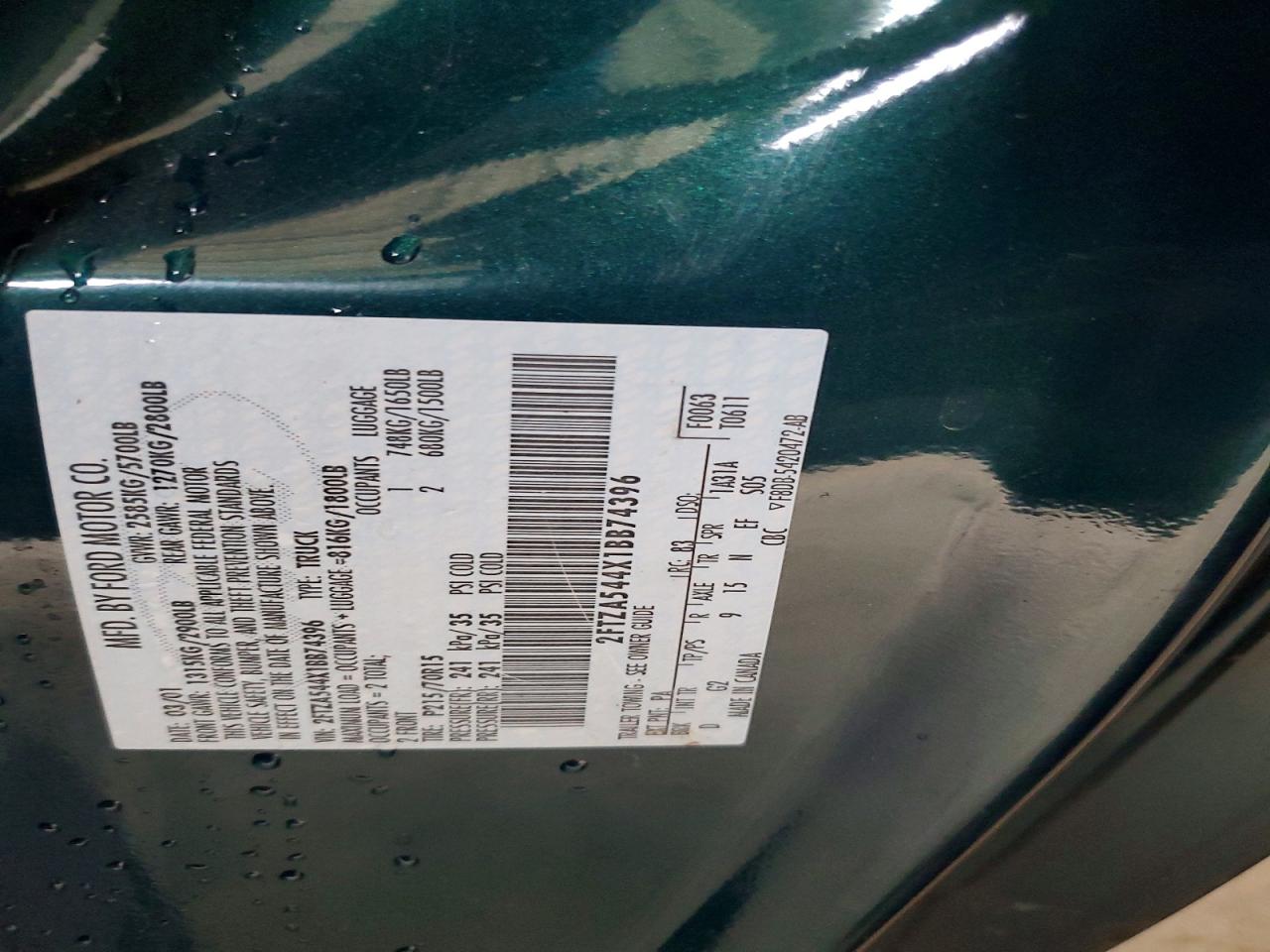 2001 Ford Windstar Green vin: 2FTZA544X1BB74396
