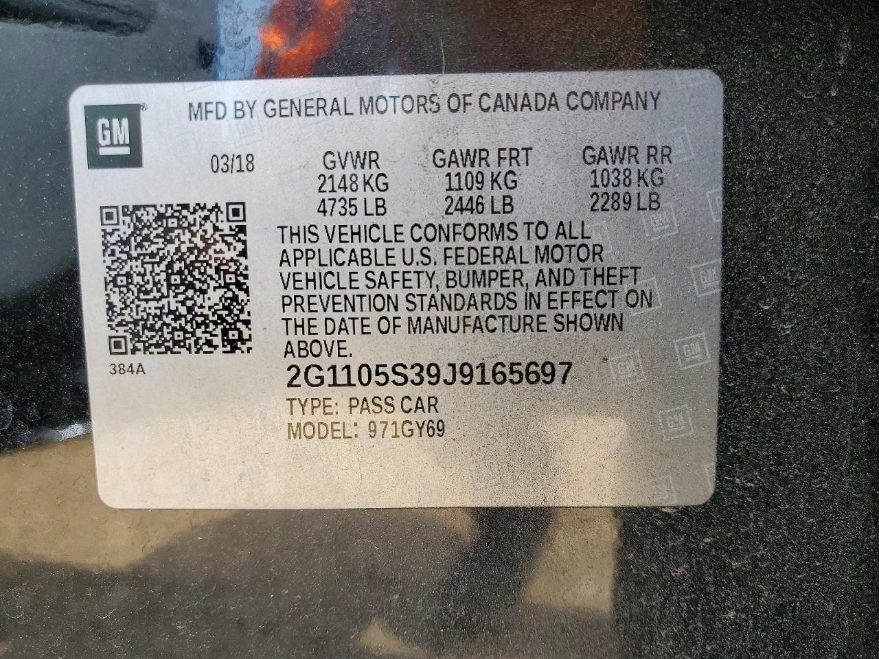 2018 Chevrolet Impala Lt Black vin: 2G1105S39J9165697