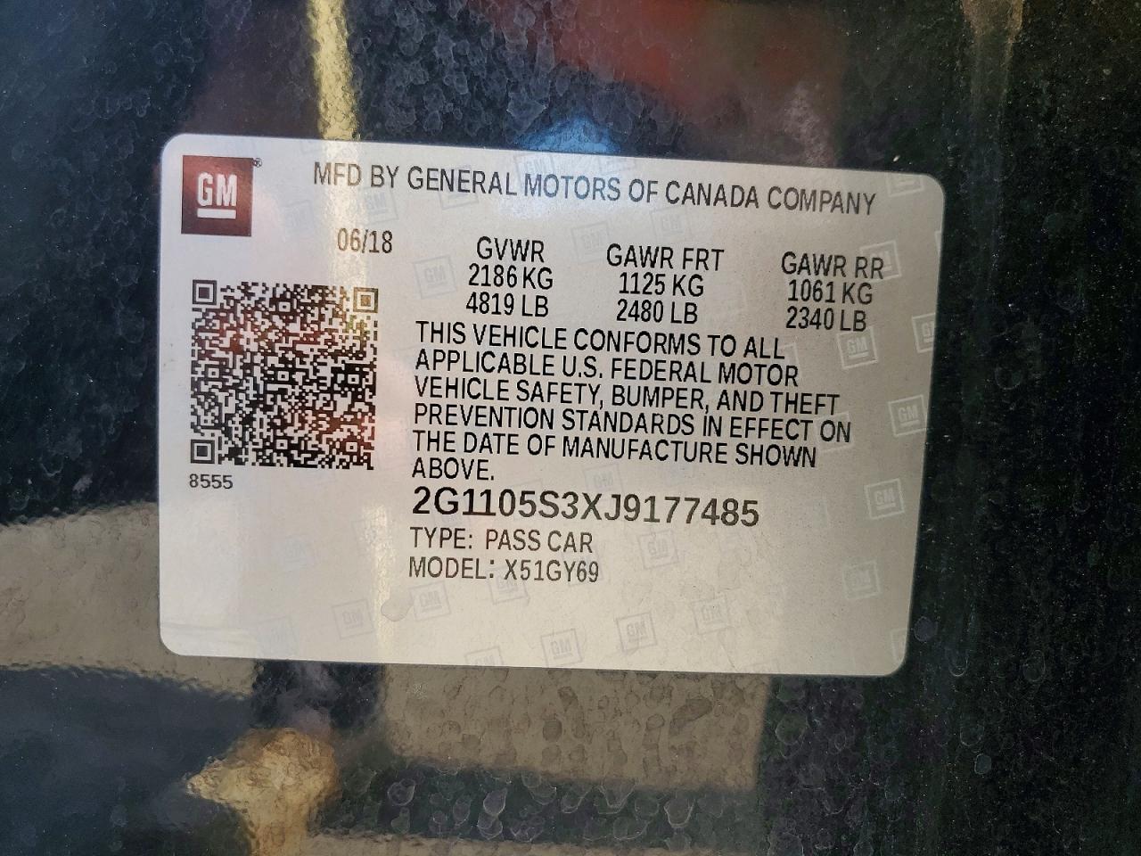 2018 Chevrolet Impala Lt Черный vin: 2G1105S3XJ9177485