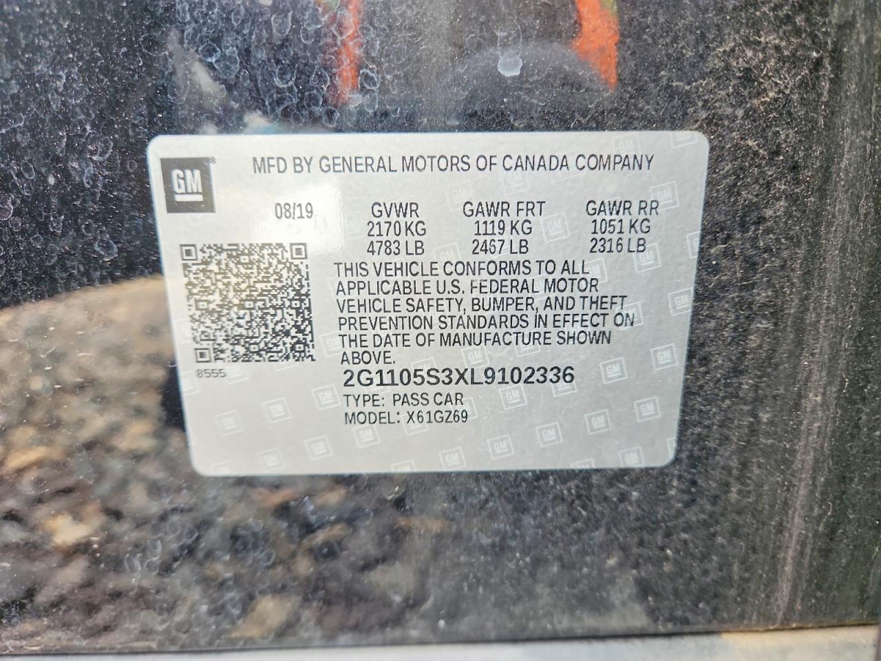 2020 Chevrolet Impala Premier Black vin: 2G1105S3XL9102336