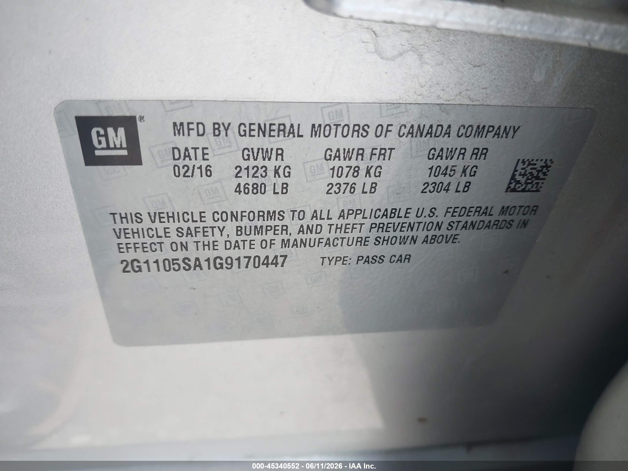 2016 Chevrolet Impala 1lt Silver vin: 2G1105SA1G9170447