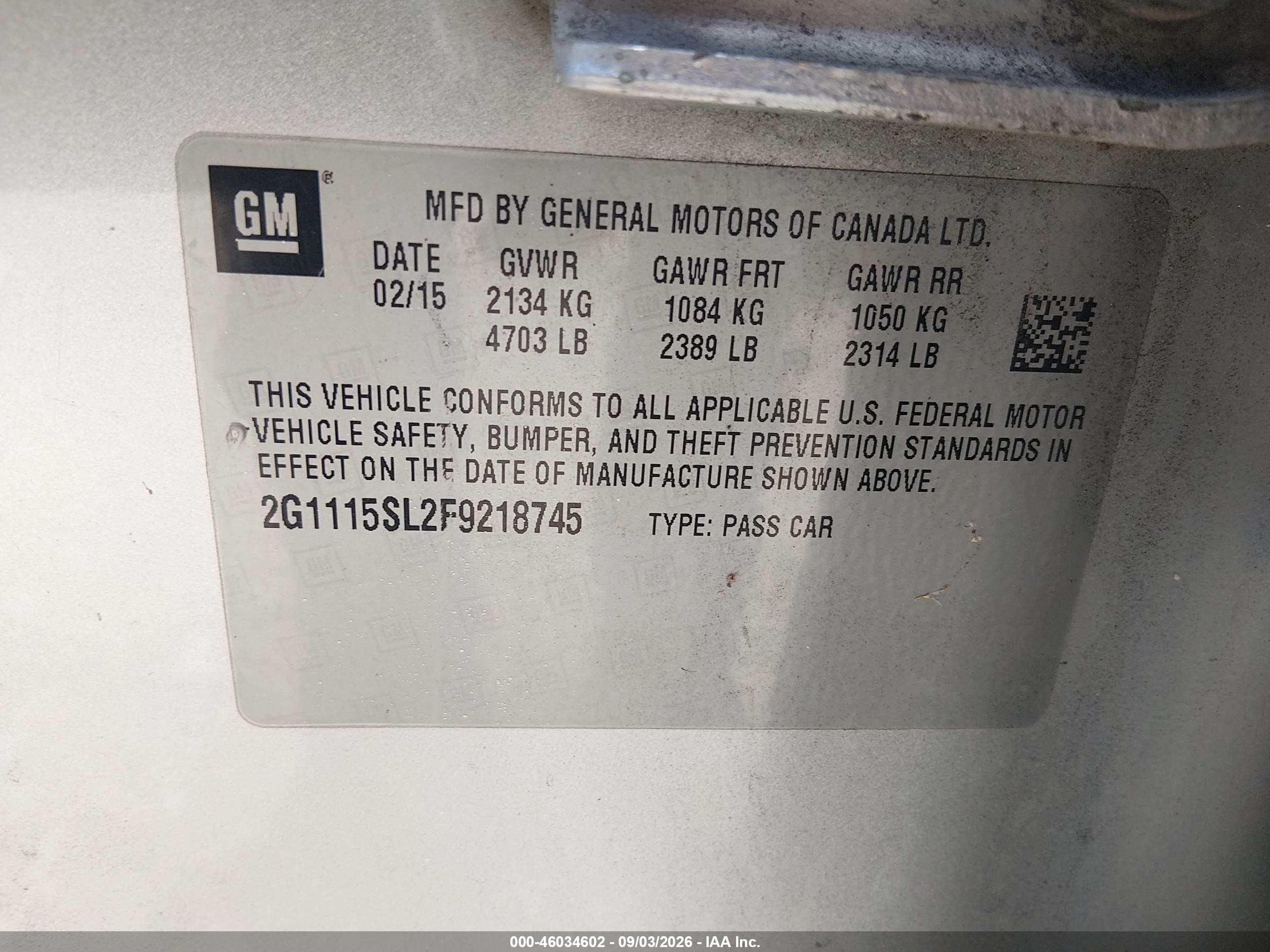 2015 Chevrolet Impala 1lt Silver vin: 2G1115SL2F9218745
