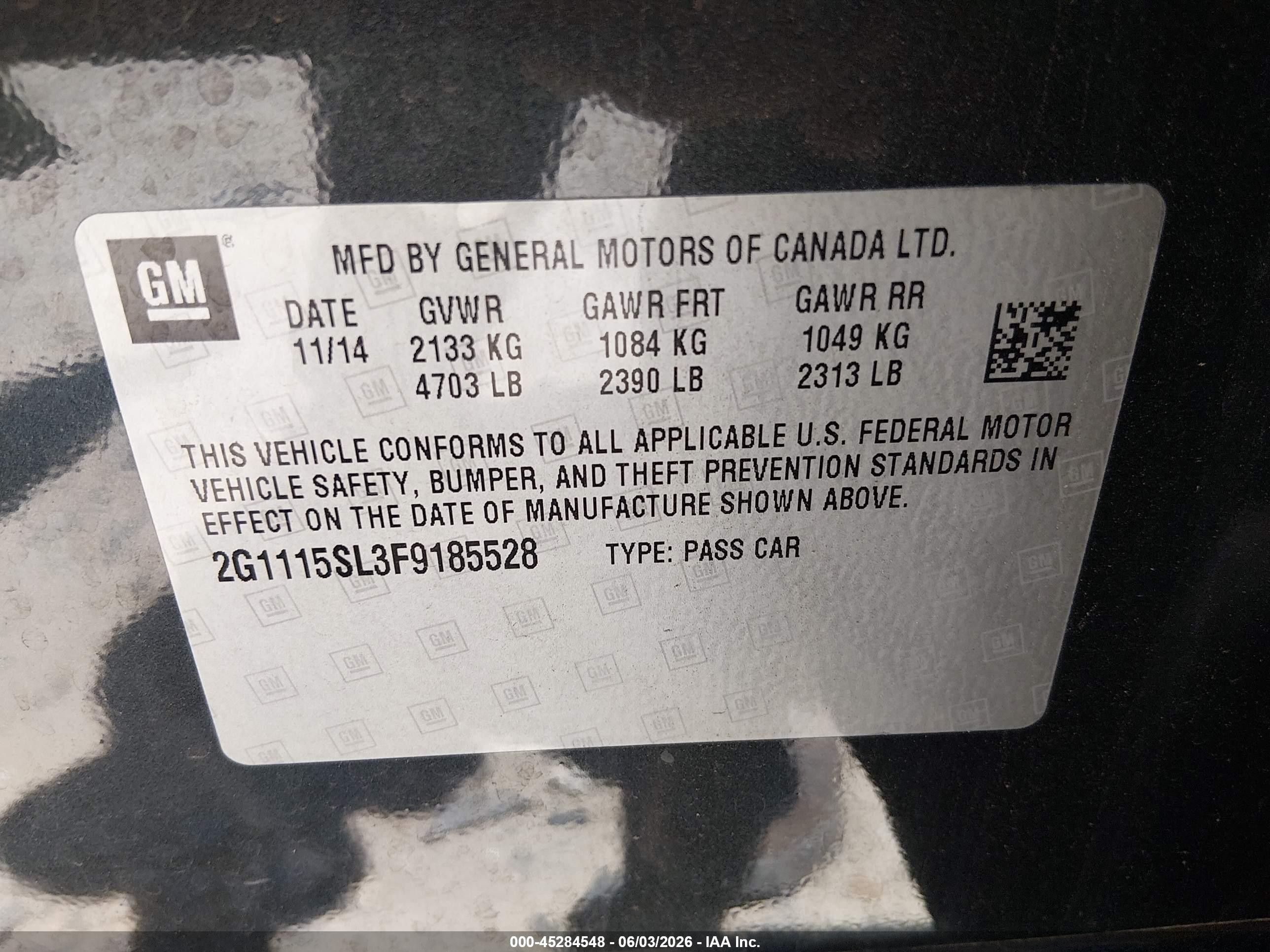 2015 Chevrolet Impala 1lt Black vin: 2G1115SL3F9185528