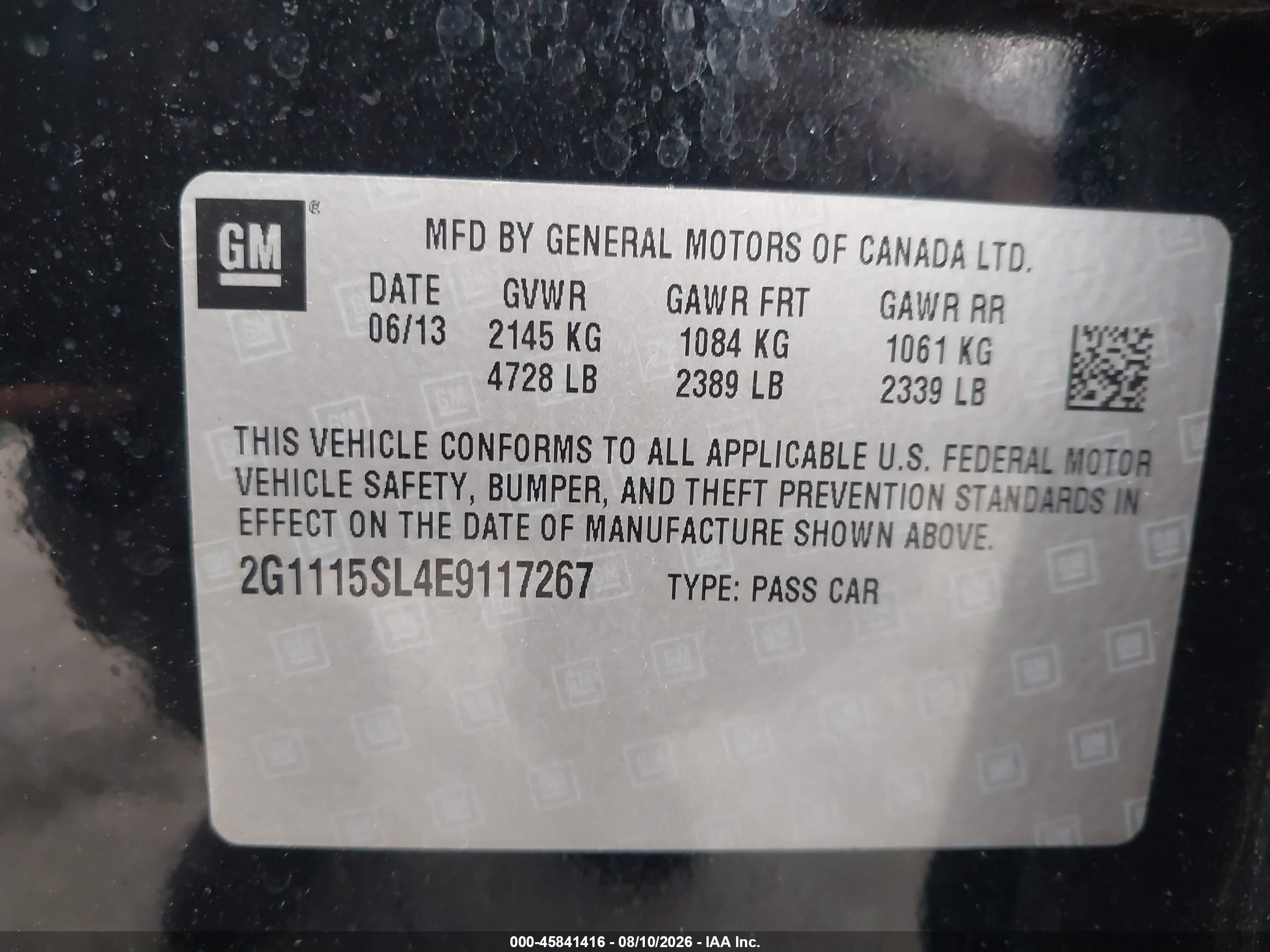 2014 Chevrolet Impala 1lt Black vin: 2G1115SL4E9117267