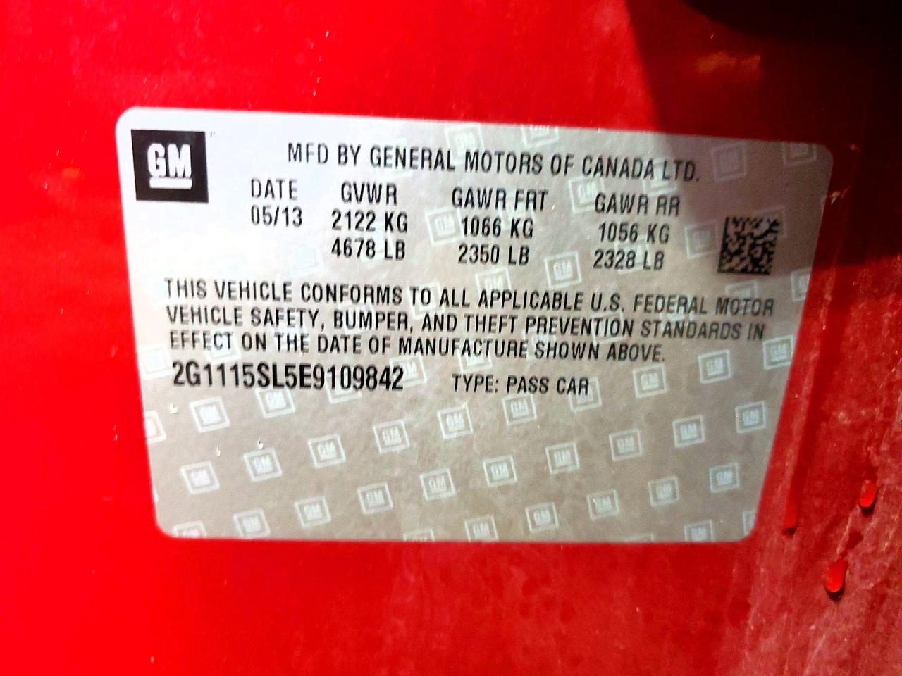 2014 Chevrolet Impala Lt Red vin: 2G1115SL5E9109842