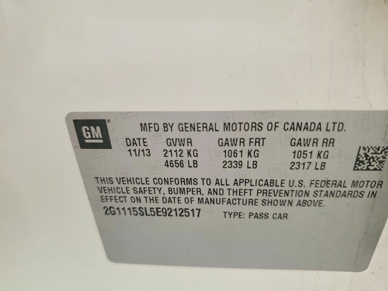 2014 Chevrolet Impala Lt Белый vin: 2G1115SL5E9212517