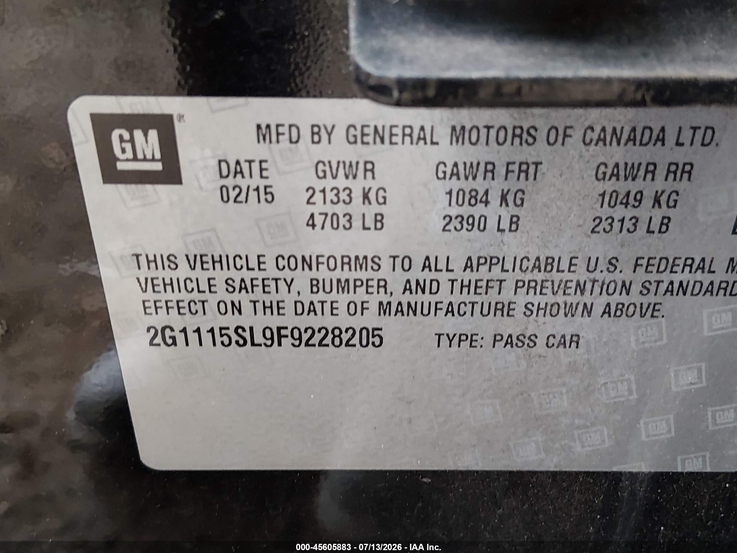 2015 Chevrolet Impala 1lt Black vin: 2G1115SL9F9228205