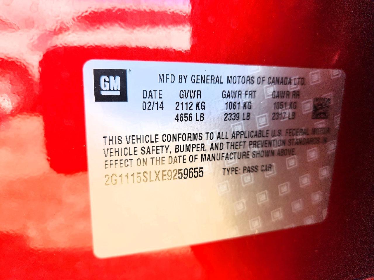 2014 Chevrolet Impala Lt Red vin: 2G1115SLXE9259655