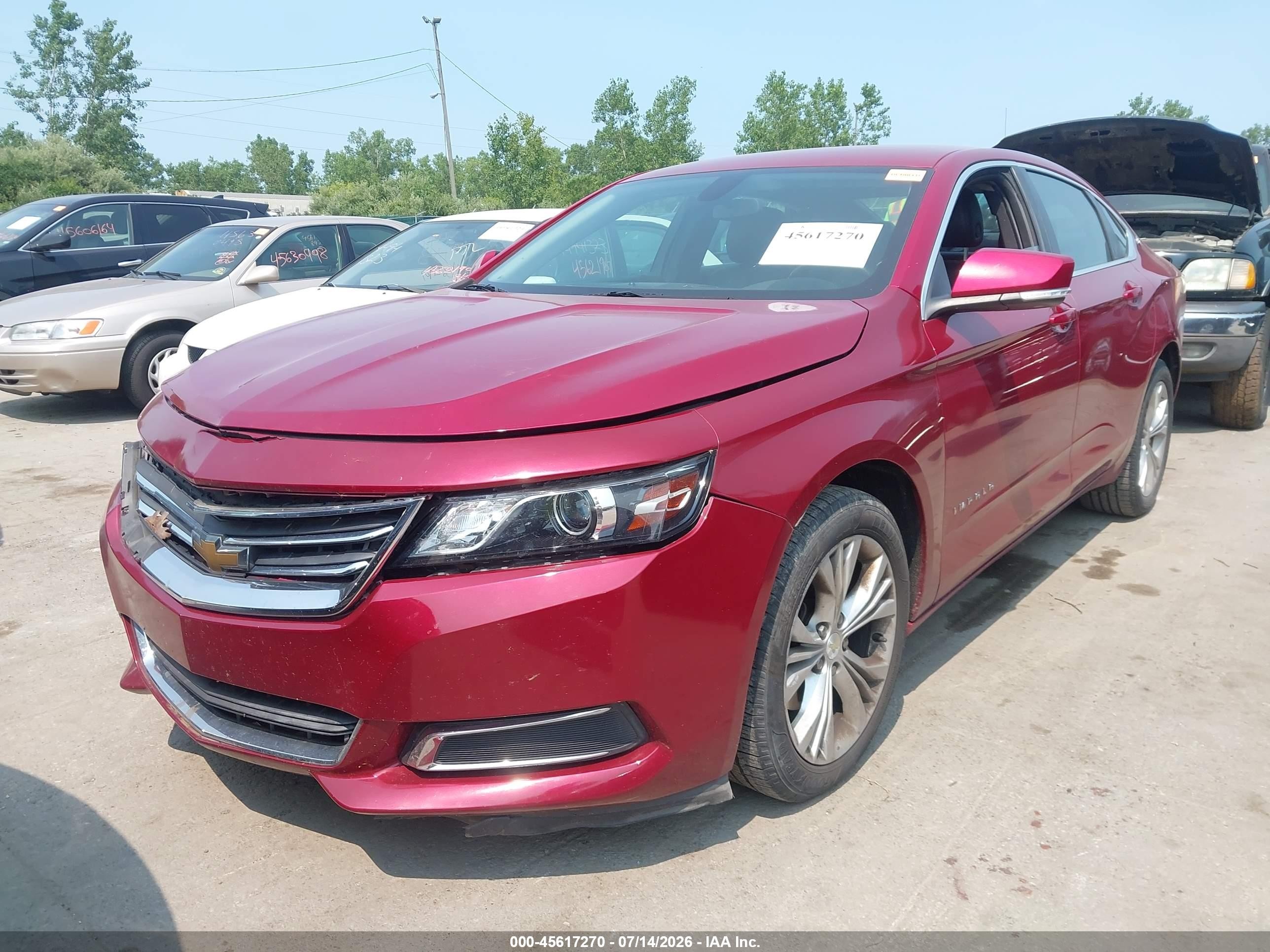 2014 Chevrolet Impala 2lt Red vin: 2G1125S30E9112516