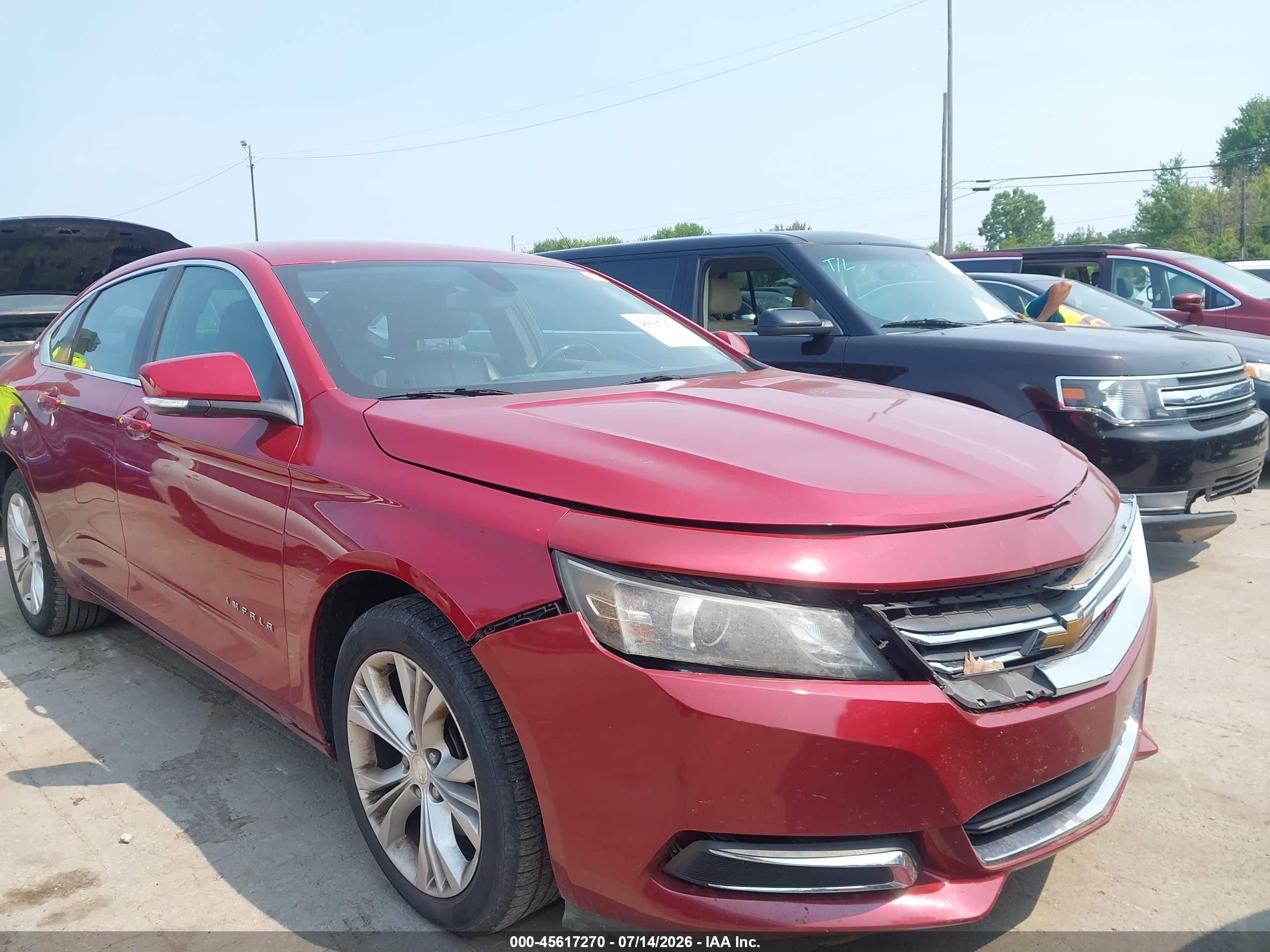 2014 Chevrolet Impala 2lt Red vin: 2G1125S30E9112516