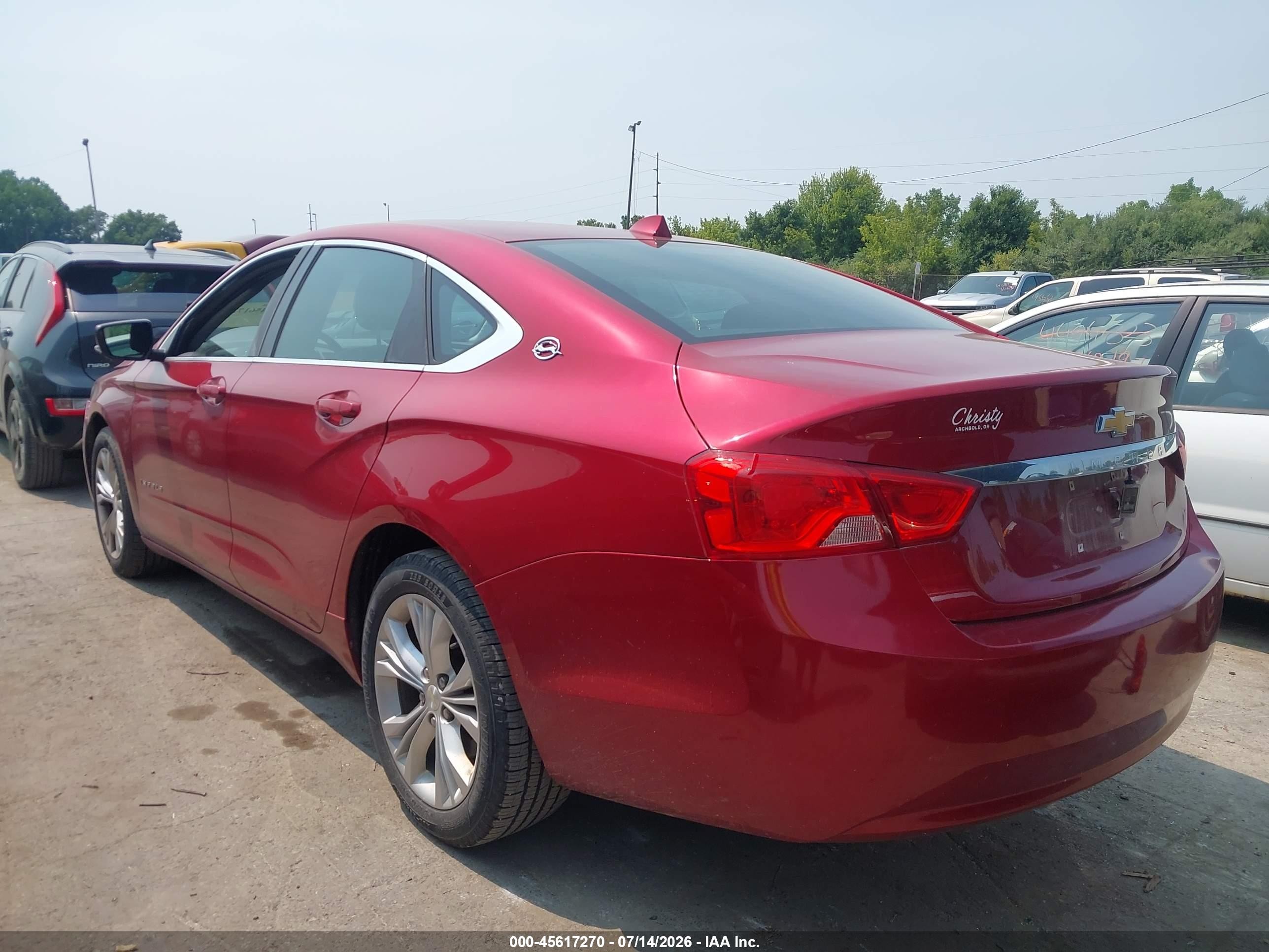 2014 Chevrolet Impala 2lt Red vin: 2G1125S30E9112516