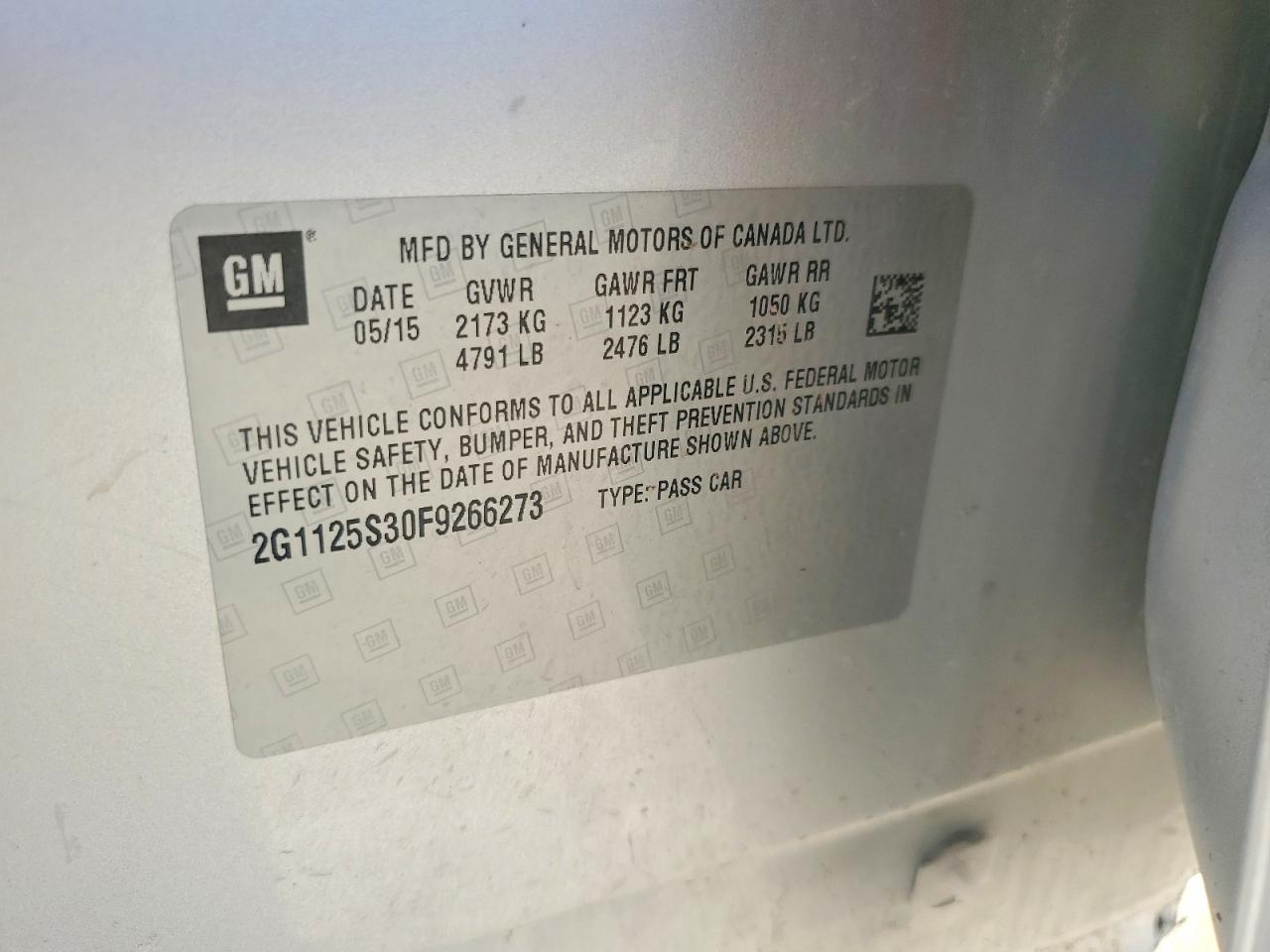2015 Chevrolet Impala Lt Silver vin: 2G1125S30F9266273