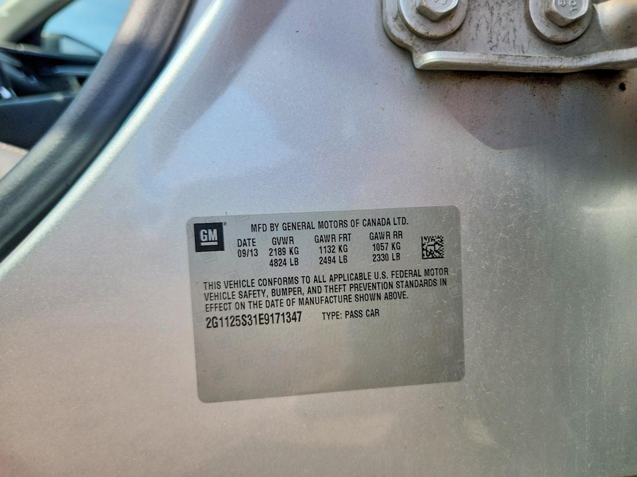 2014 Chevrolet Impala Lt Silver vin: 2G1125S31E9171347