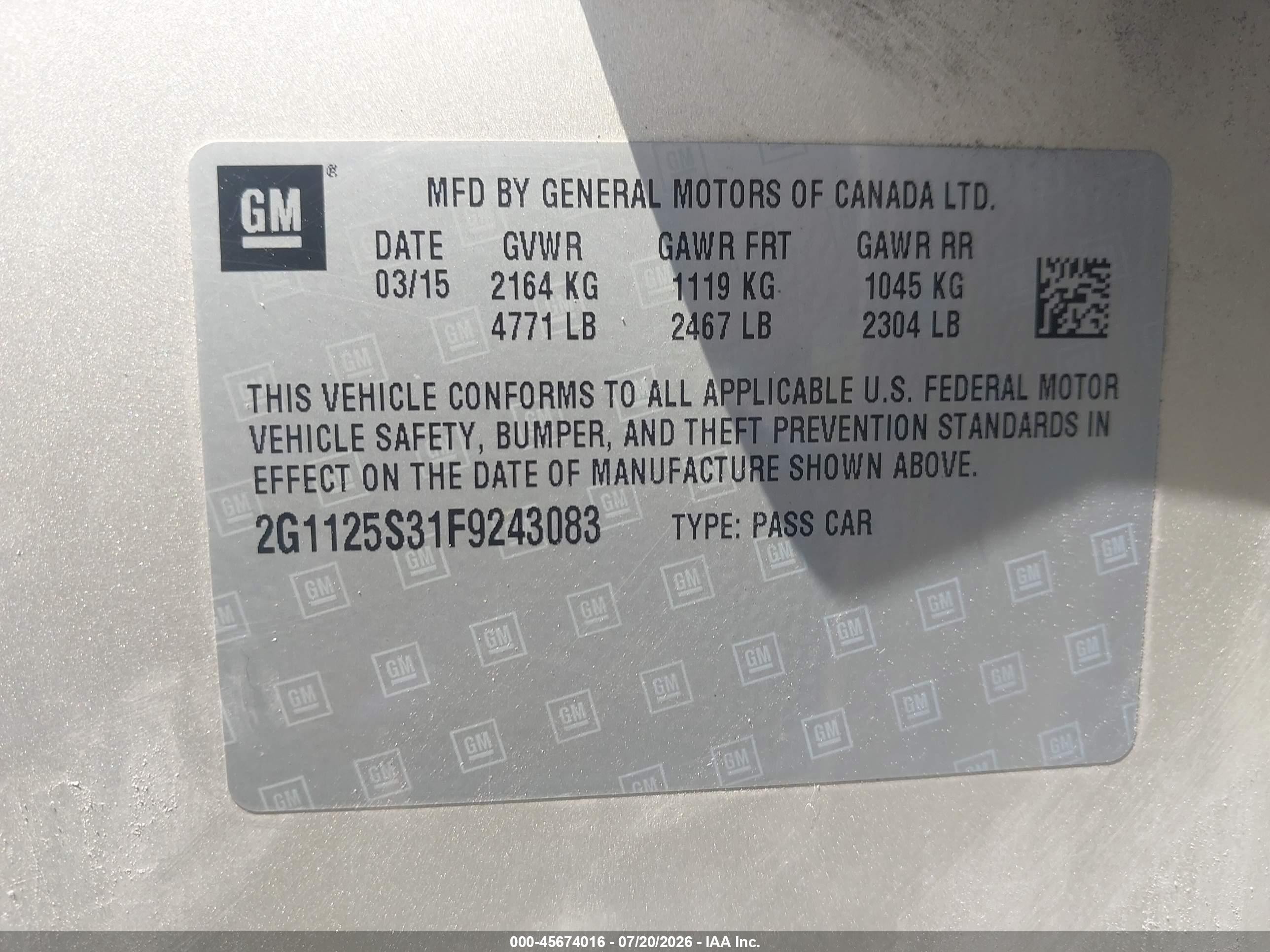 2015 Chevrolet Impala 2lt Золотой vin: 2G1125S31F9243083