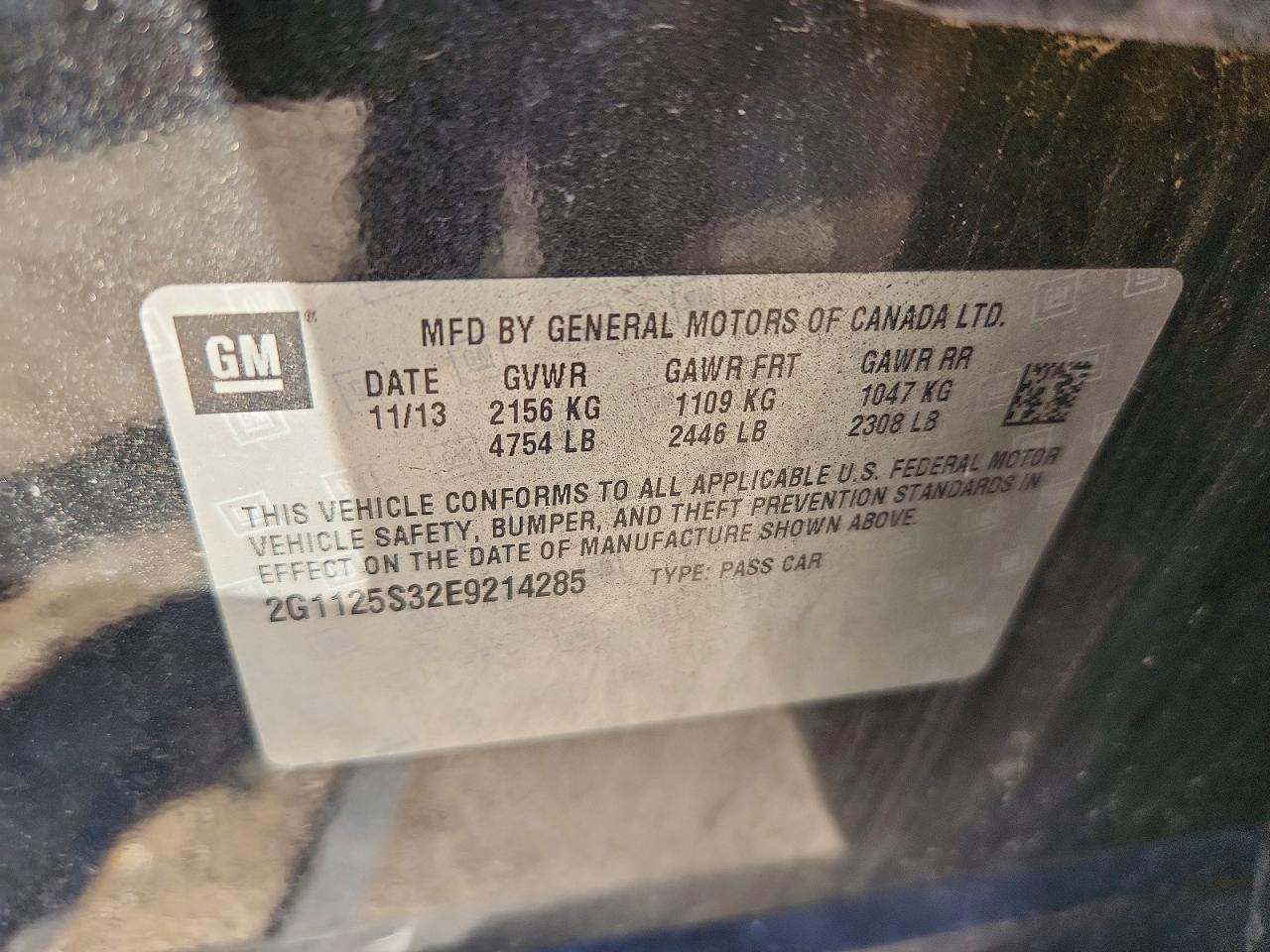 2014 Chevrolet Impala Lt Black vin: 2G1125S32E9214285