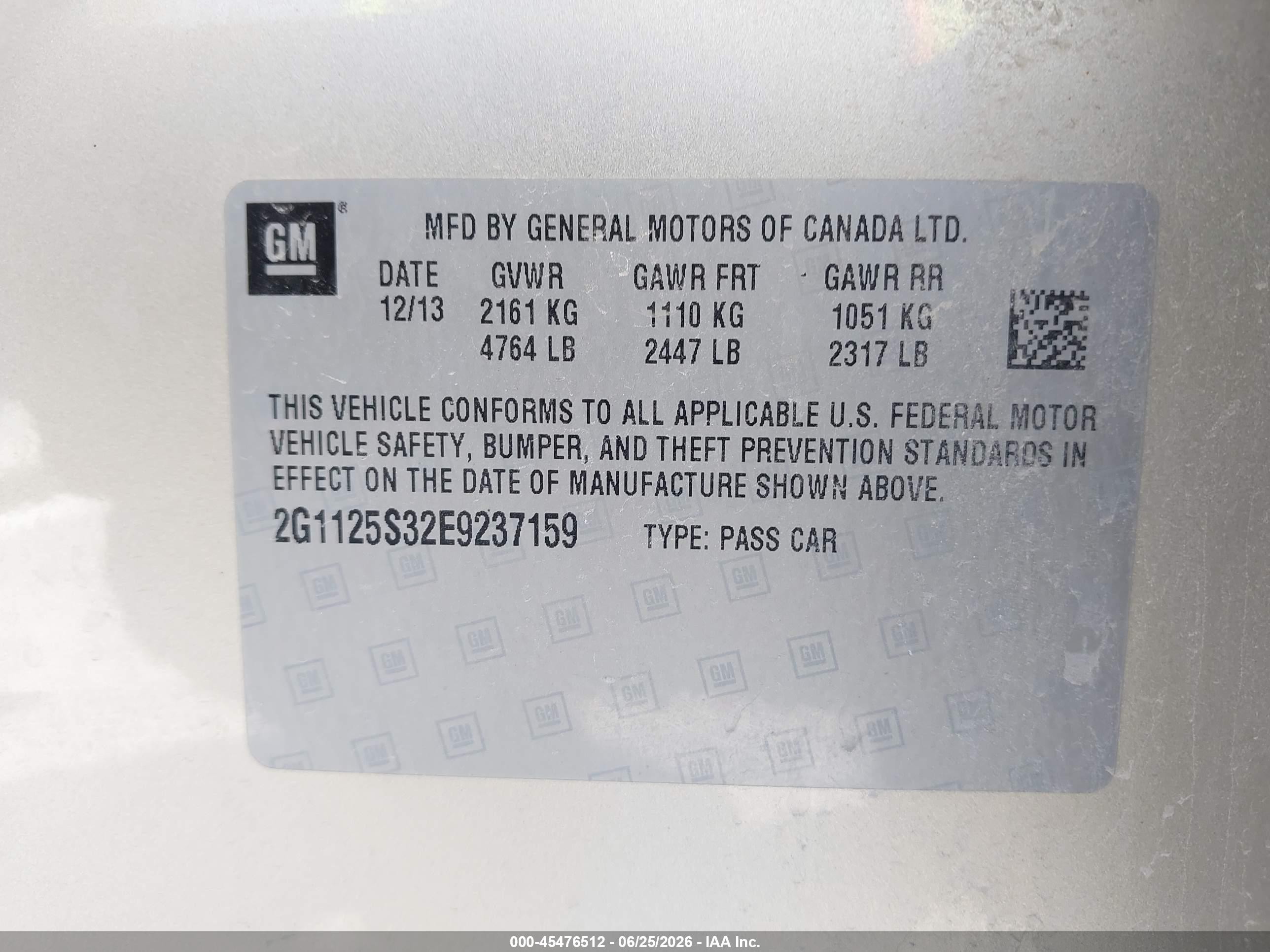2014 Chevrolet Impala 2lt Champagne vin: 2G1125S32E9237159